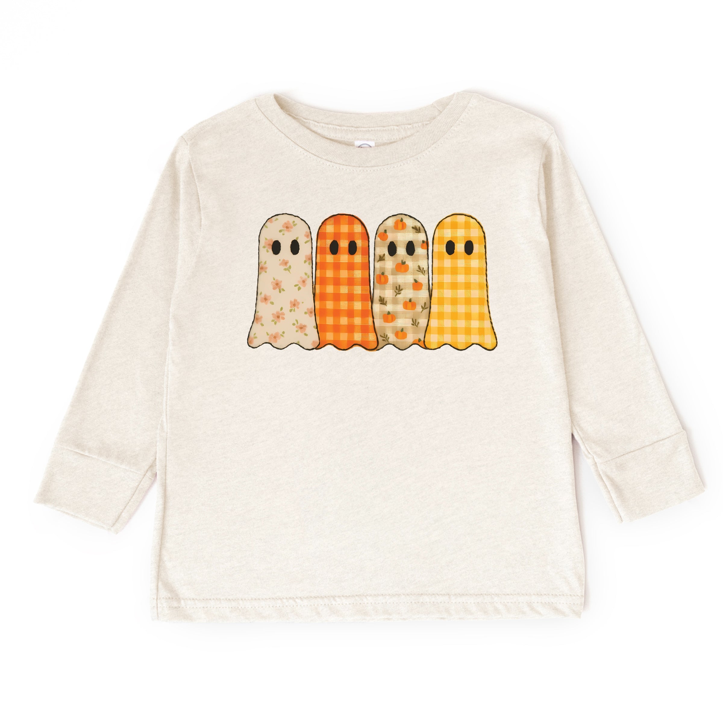 Four Ghosts Checkered Quilted Printed - Toddler Long Sleeve Graphic Tee and Youth Long Sleeve Graphic T-Shirt
