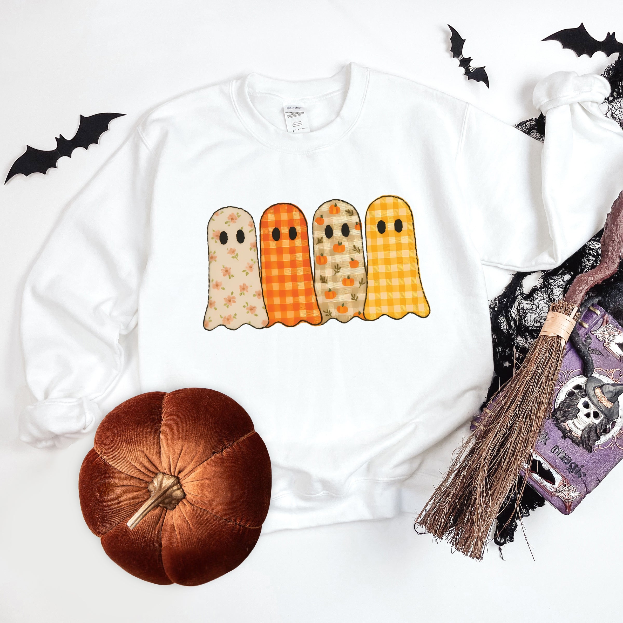 Four Ghosts Checkered Quilted Printed - Womens Sweatshirt