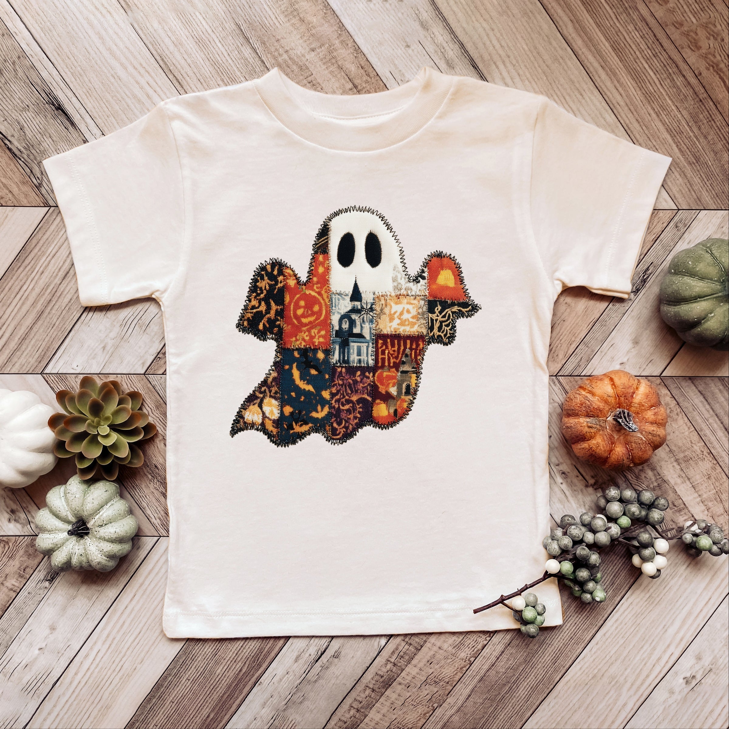 Patchwork Ghost Printed - Youth Short Sleeve Graphic T-Shirt and Toddler Short Sleeve Graphic T-Shirt