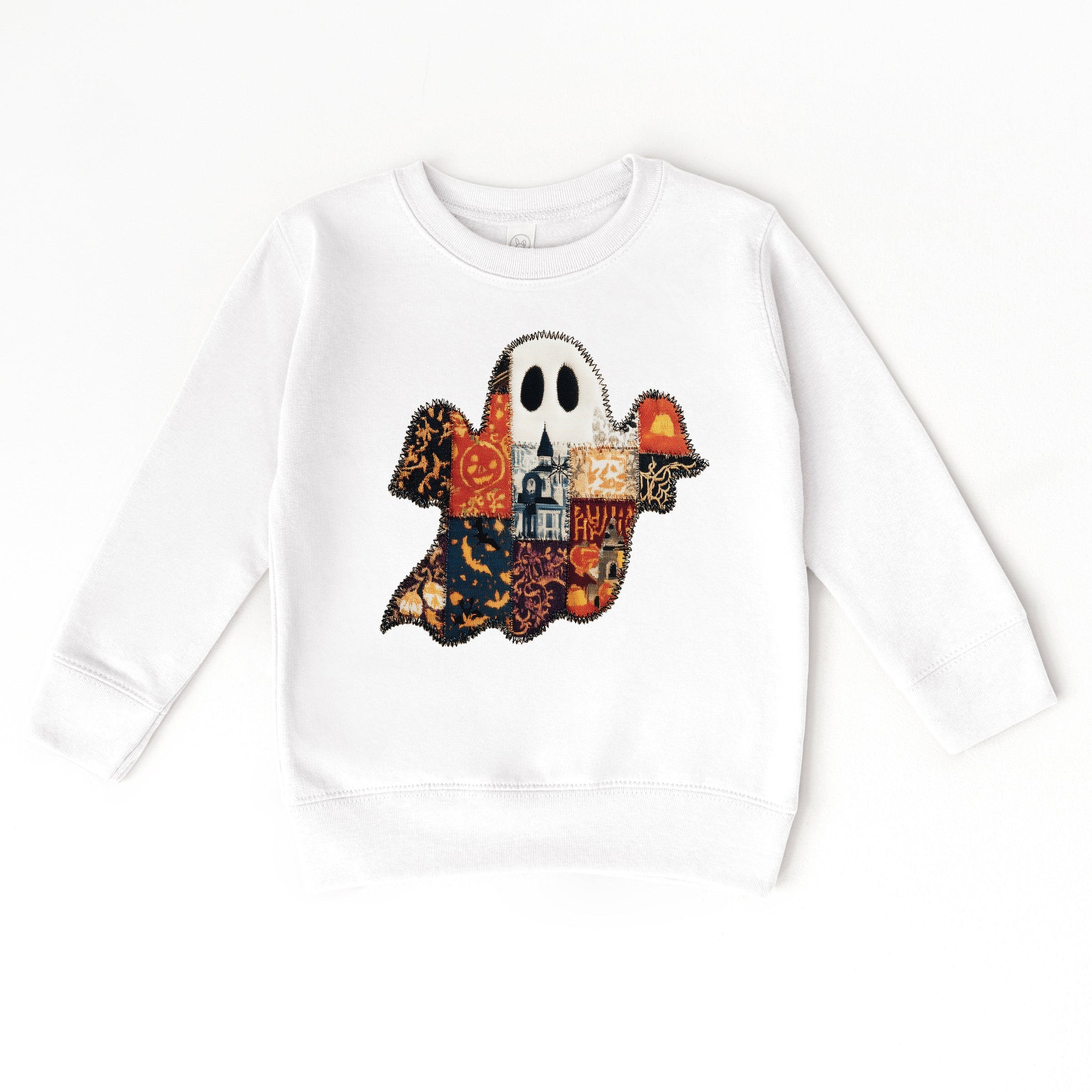 Patchwork Ghost Printed - Toddler Graphic Sweatshirt and Youth Graphic Sweatshirt