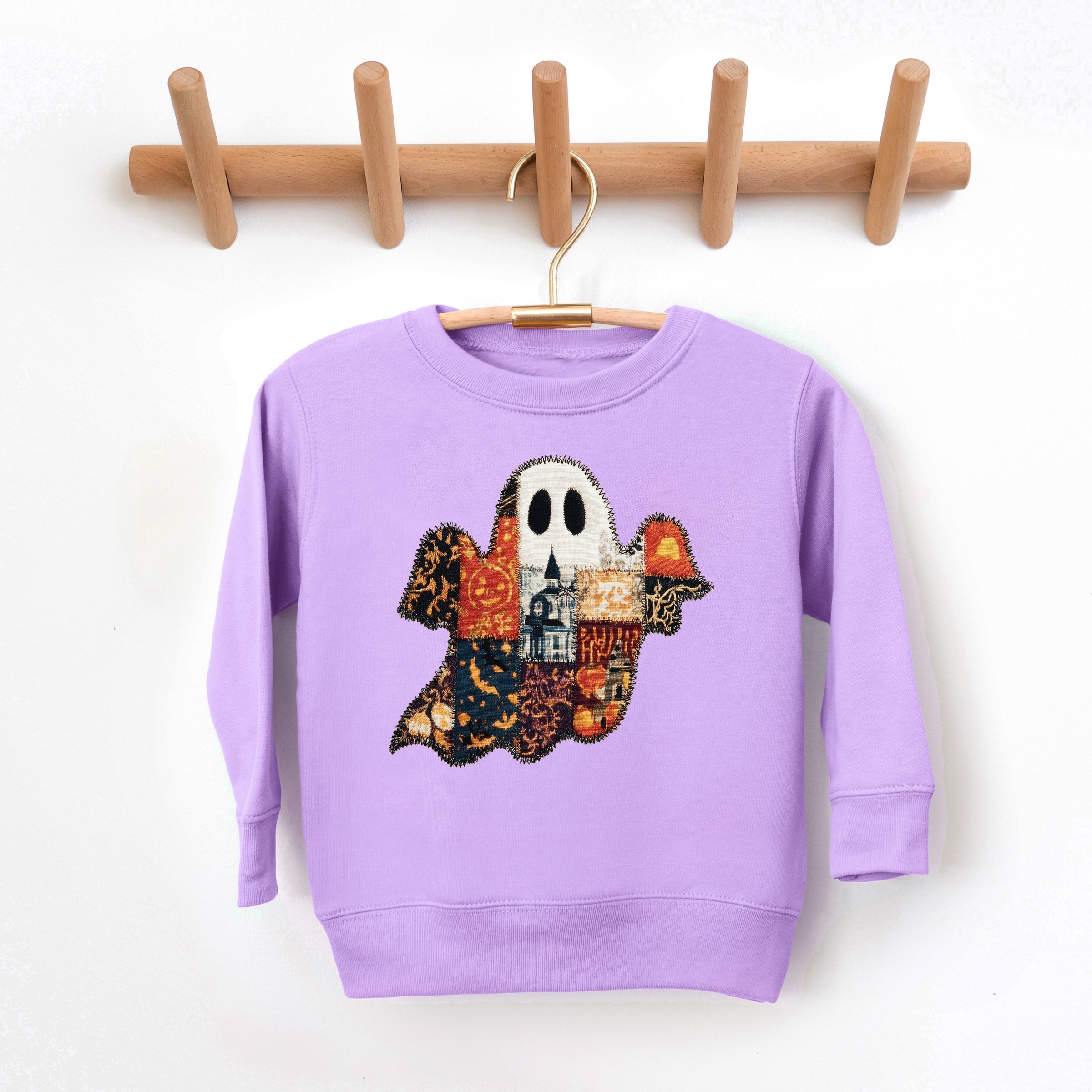 Patchwork Ghost Printed - Toddler Graphic Sweatshirt and Youth Graphic Sweatshirt
