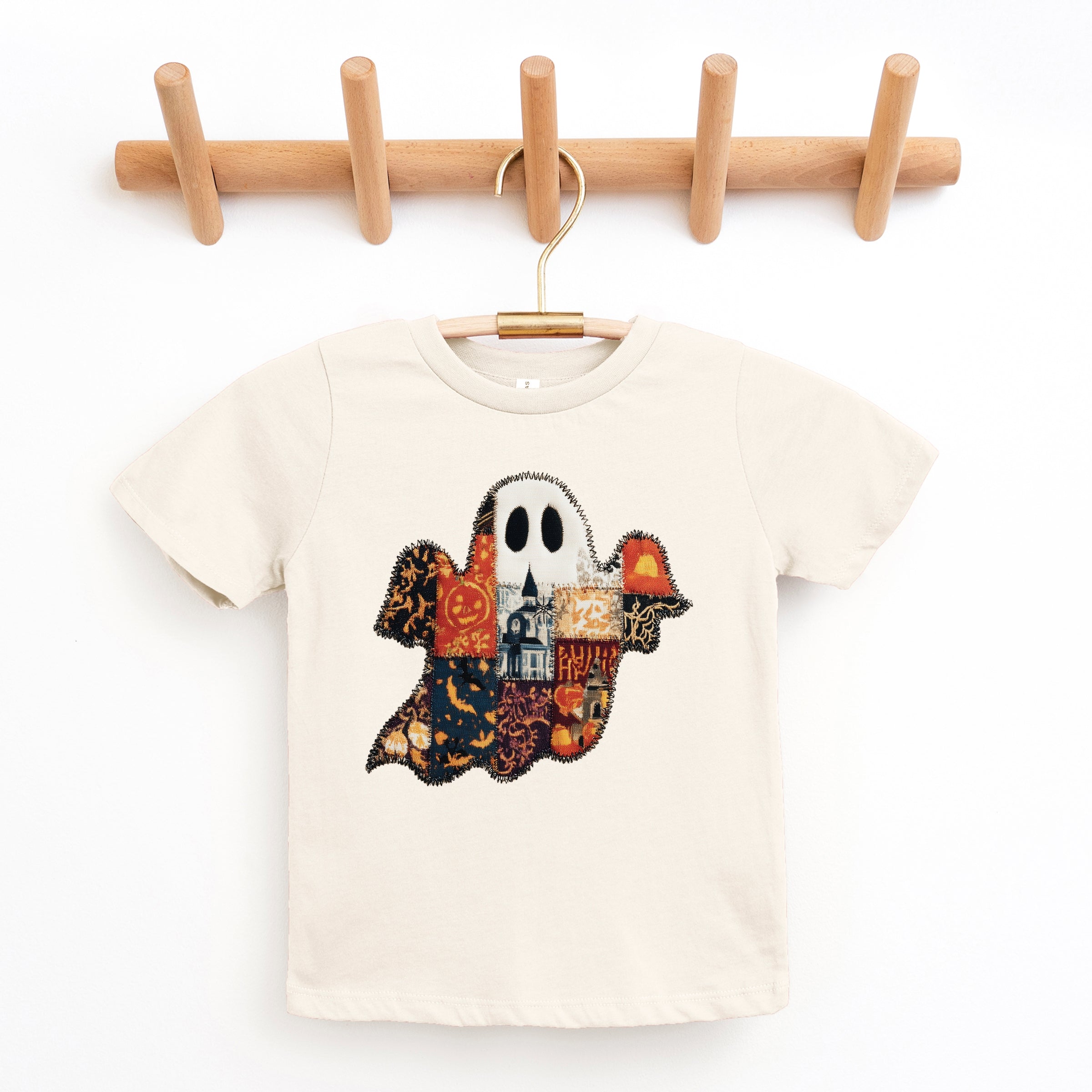 Patchwork Ghost Printed - Youth Short Sleeve Graphic T-Shirt and Toddler Short Sleeve Graphic T-Shirt