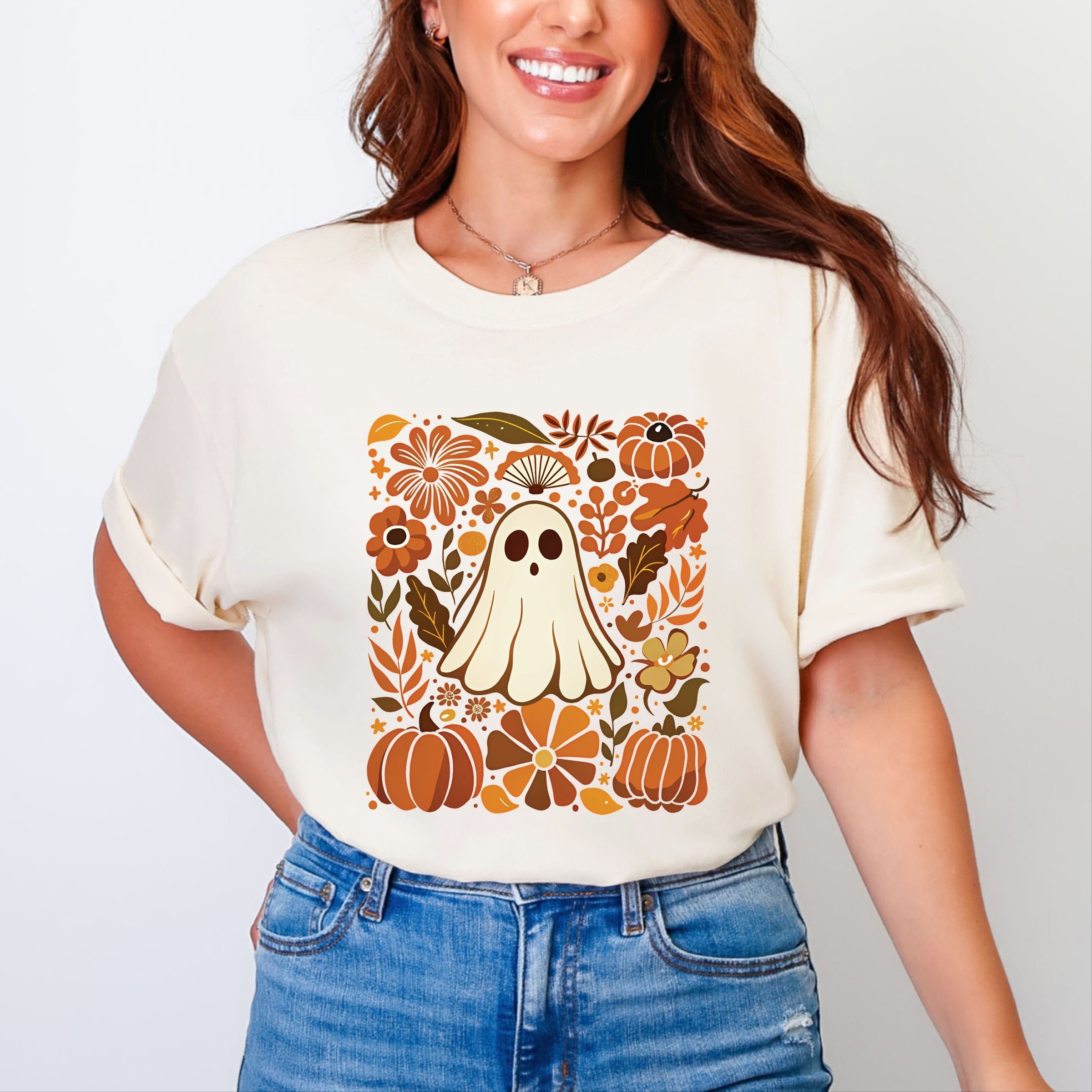 Ghost Floral Collage - Womens Garment Dyed Tee