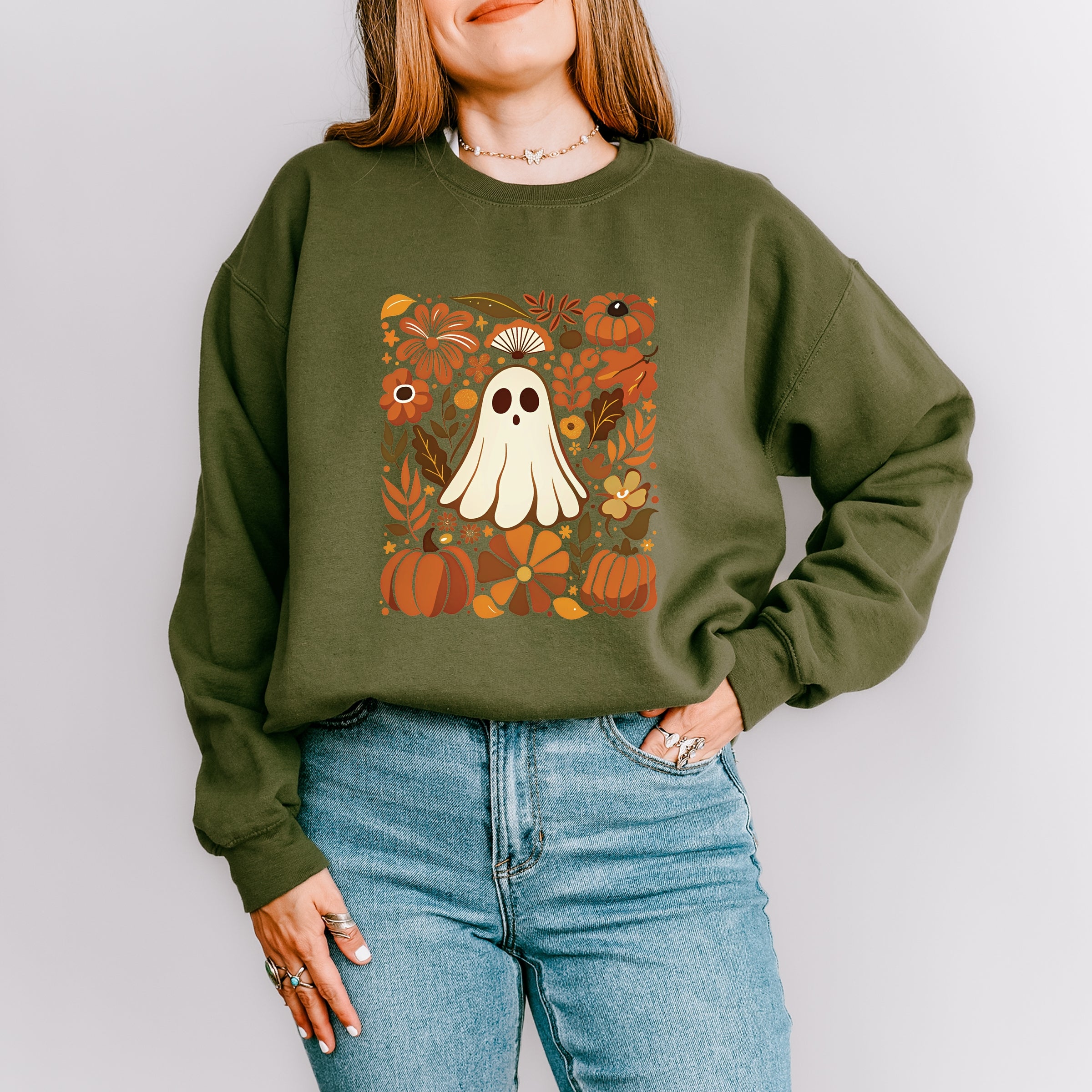 Ghost Floral Collage - Womens Sweatshirt