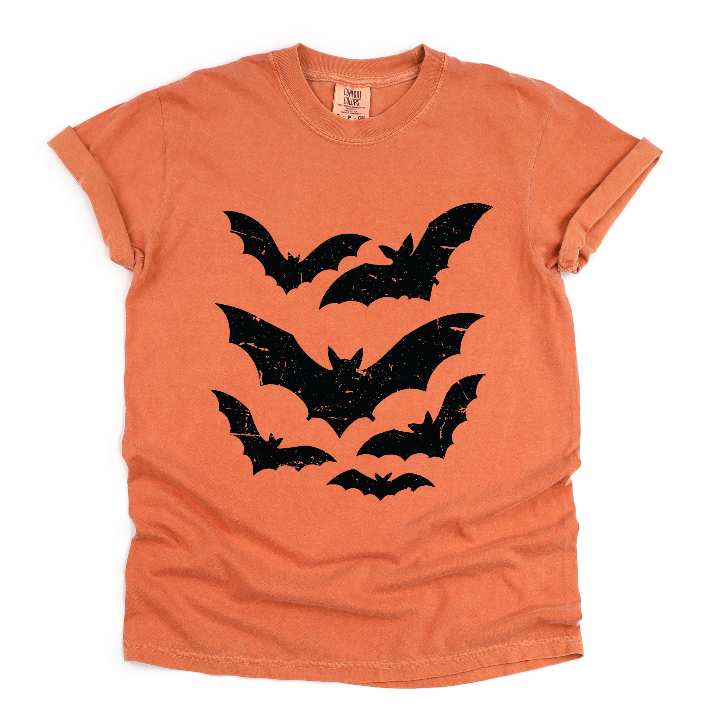 Halloween Bats Distressed - Womens Garment Dyed Tee