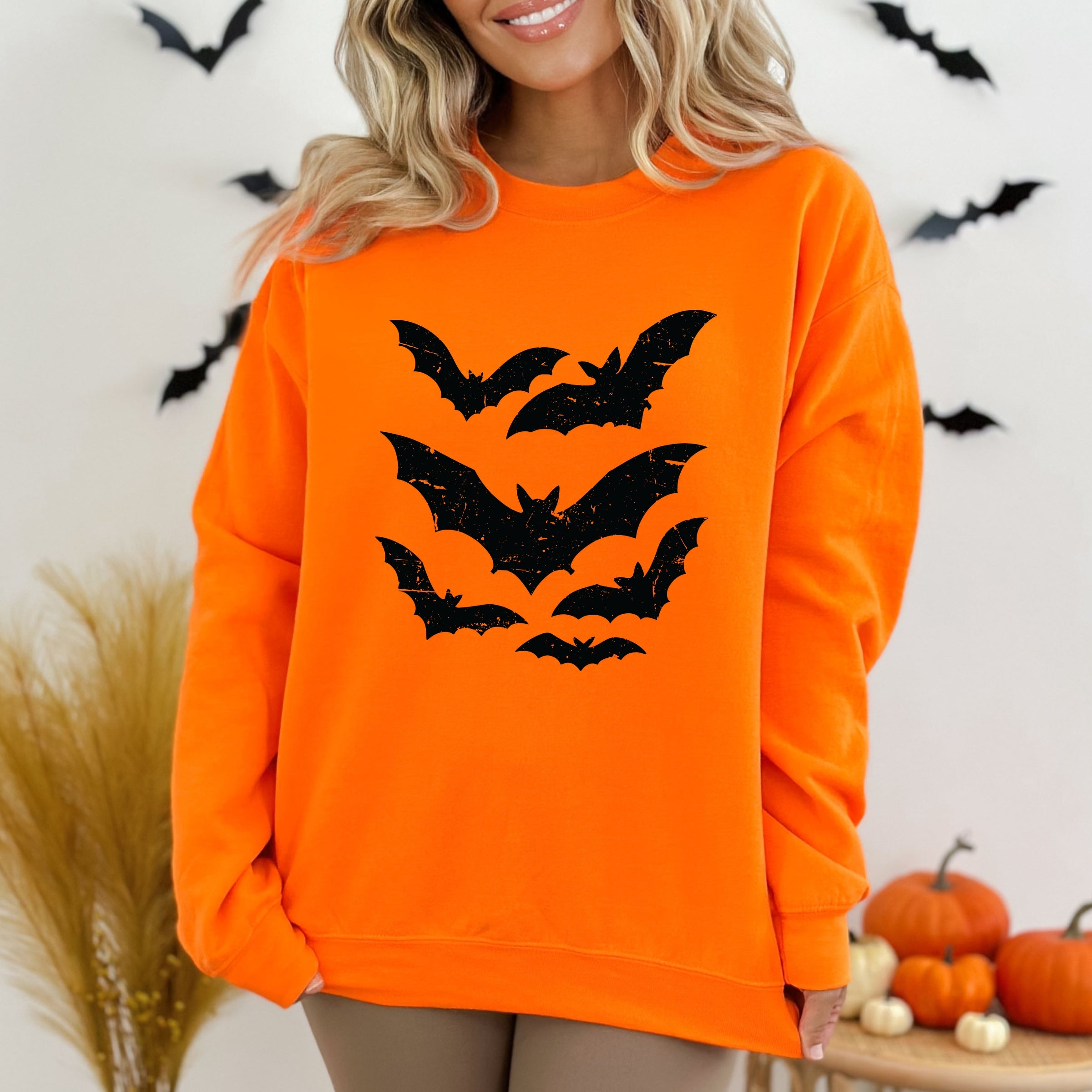 Halloween Bats Distressed - Womens Sweatshirt