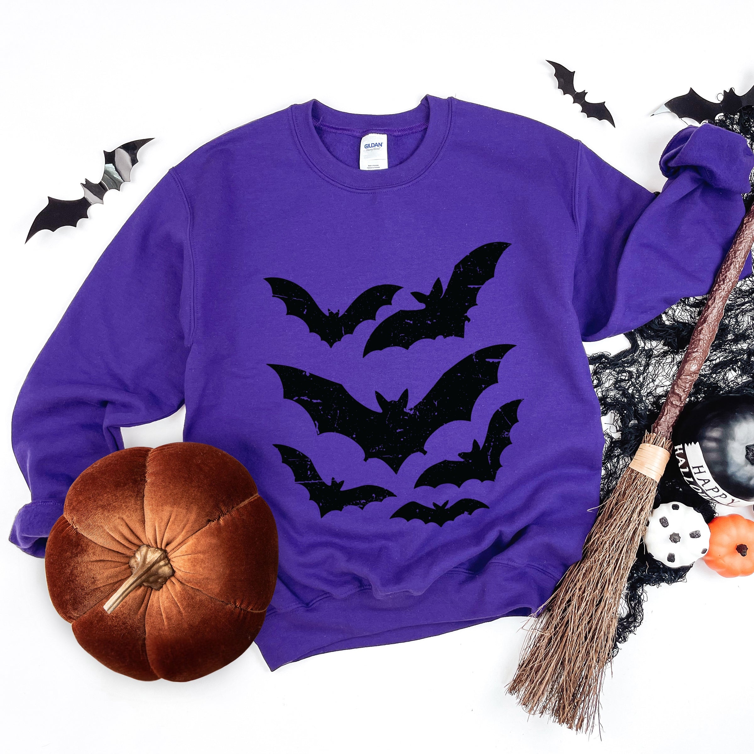 Halloween Bats Distressed - Womens Sweatshirt