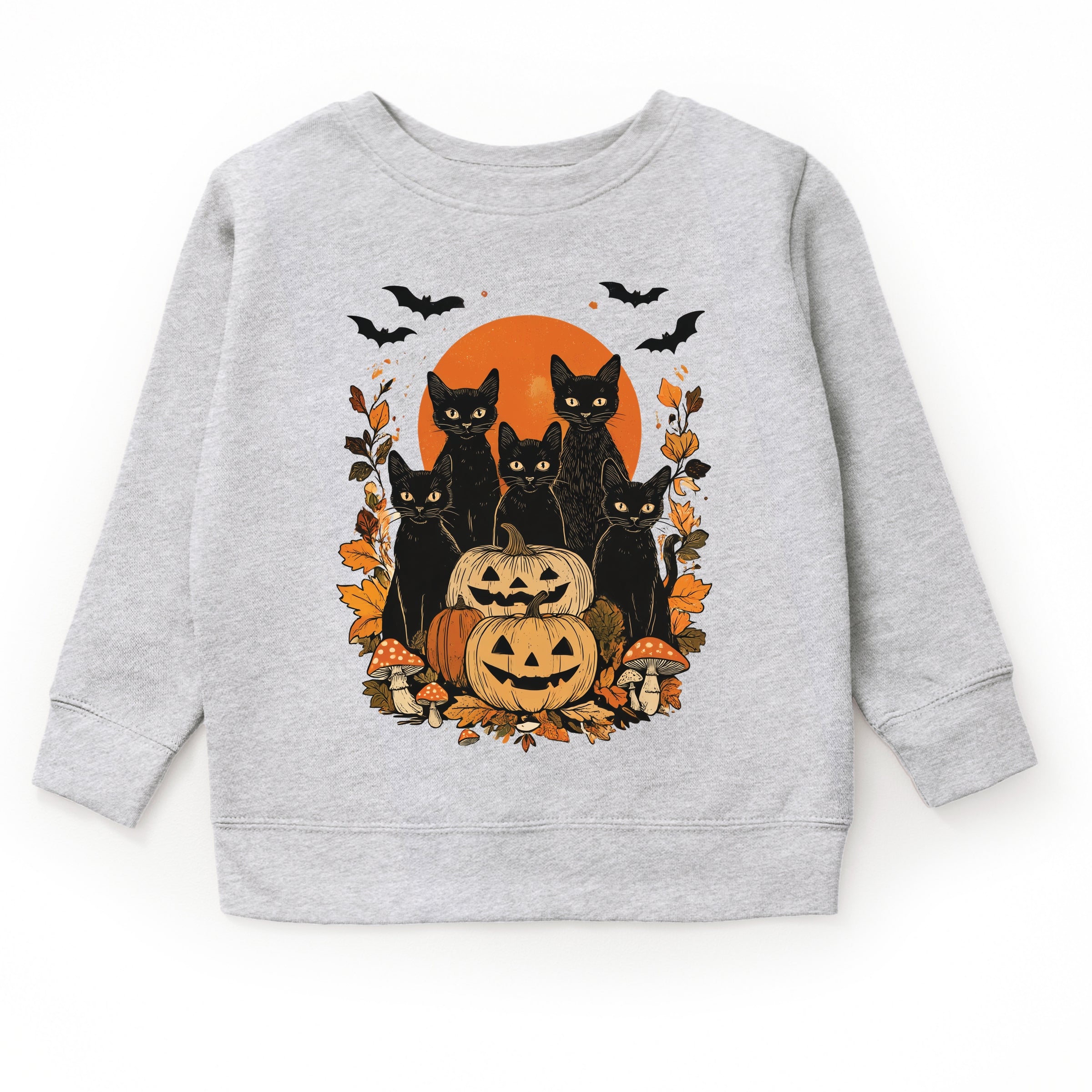 Black Cats Pumpkin Vintage - Toddler Graphic Sweatshirt and Youth Graphic Sweatshirt