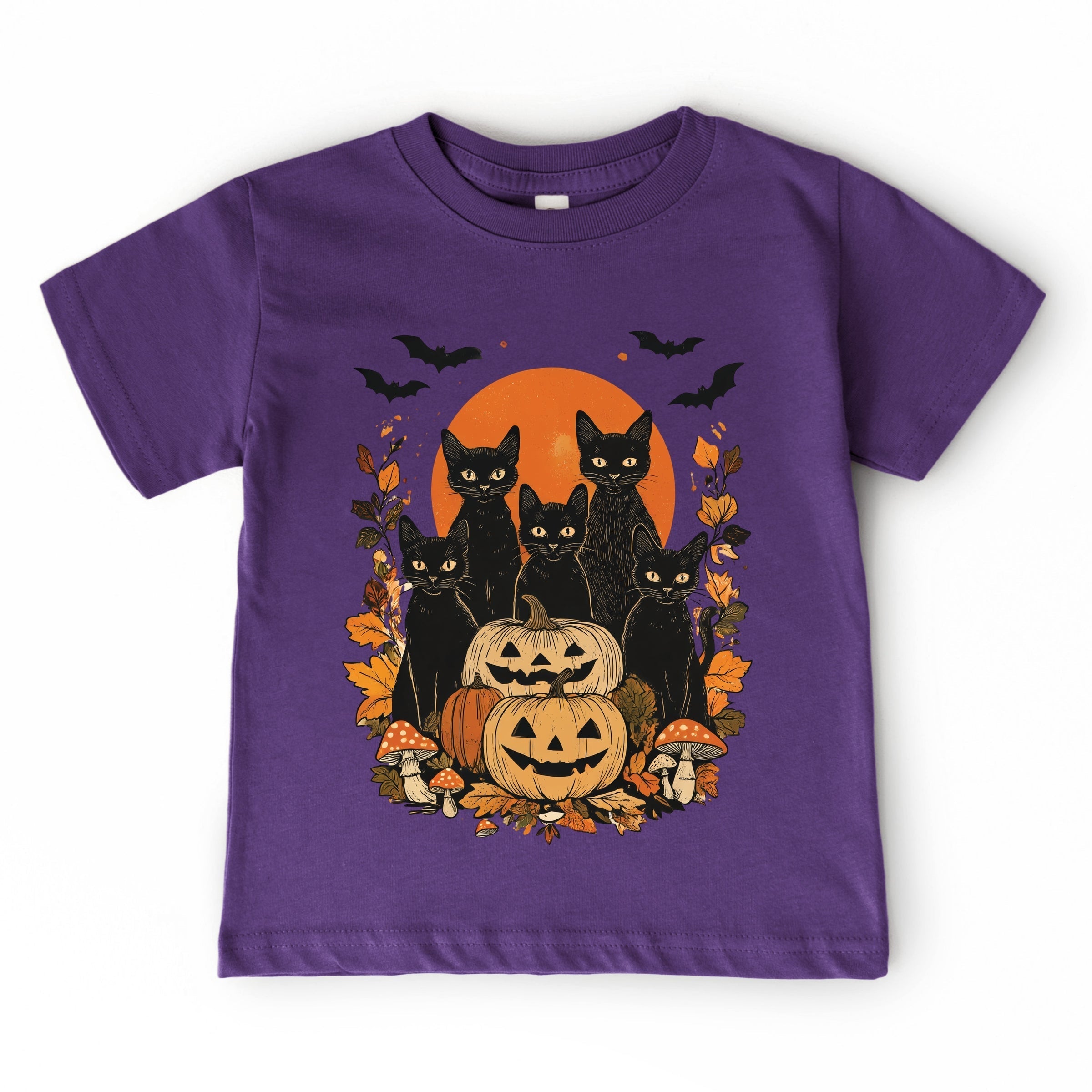 Black Cats Pumpkin Vintage - Toddler Short Sleeve Graphic T-Shirt and Youth Short Sleeve Graphic T-Shirt