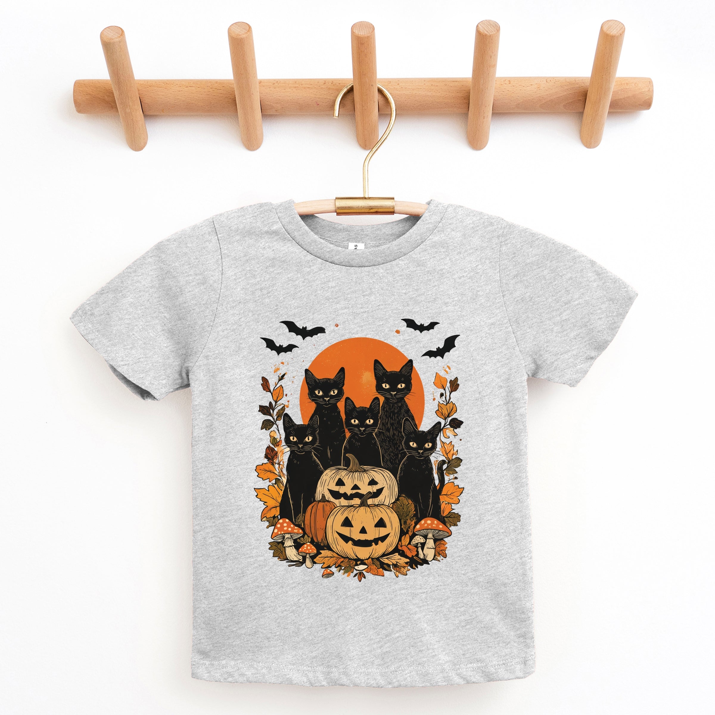 Black Cats Pumpkin Vintage - Toddler Short Sleeve Graphic T-Shirt and Youth Short Sleeve Graphic T-Shirt