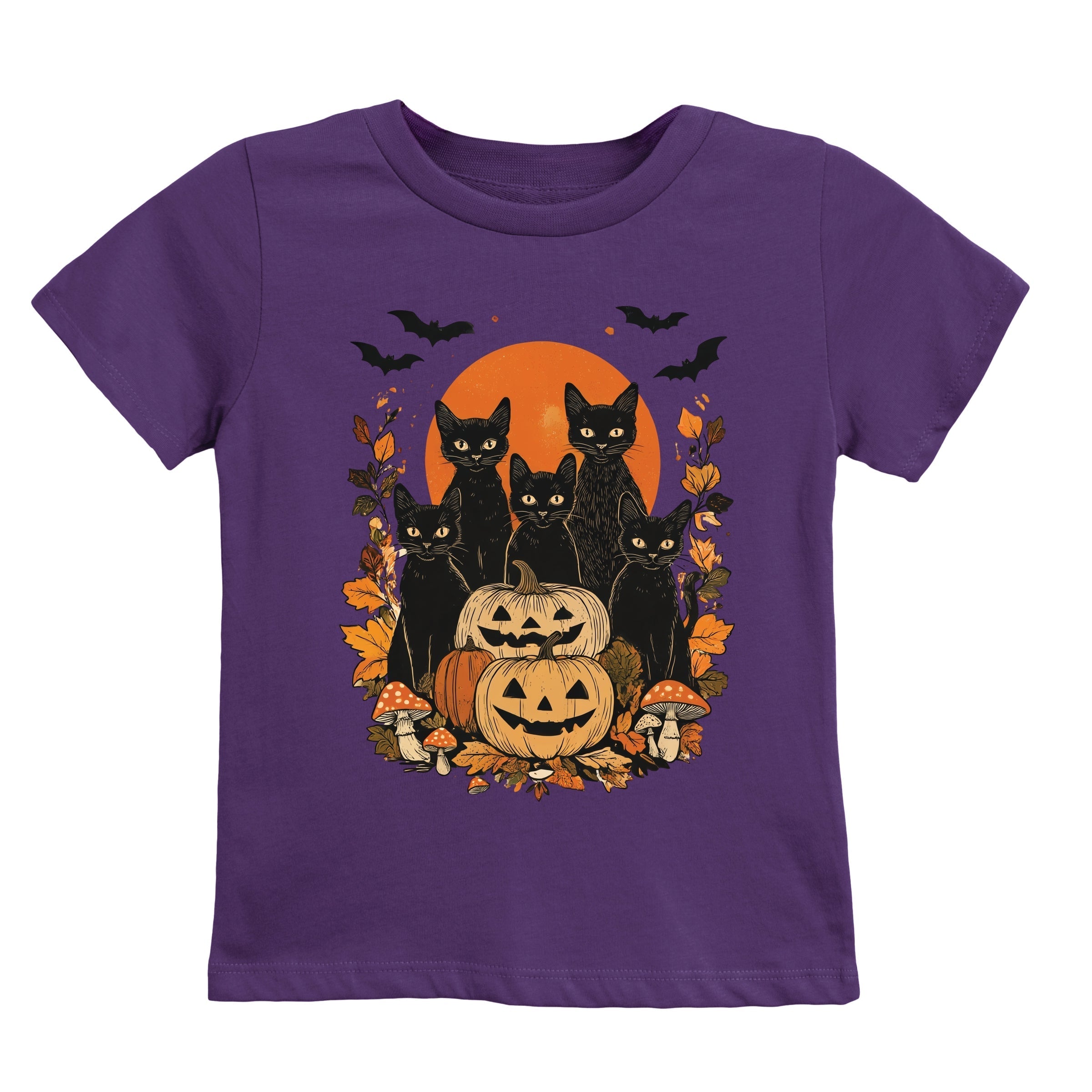 Black Cats Pumpkin Vintage - Toddler Short Sleeve Graphic T-Shirt and Youth Short Sleeve Graphic T-Shirt