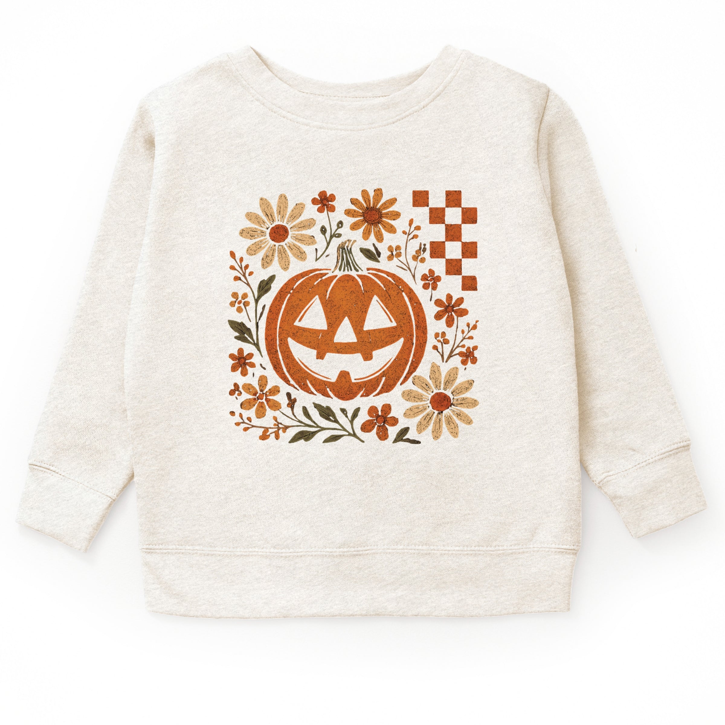 Pumpkin Floral Grunge - Toddler Graphic Sweatshirt and Youth Graphic Sweatshirt