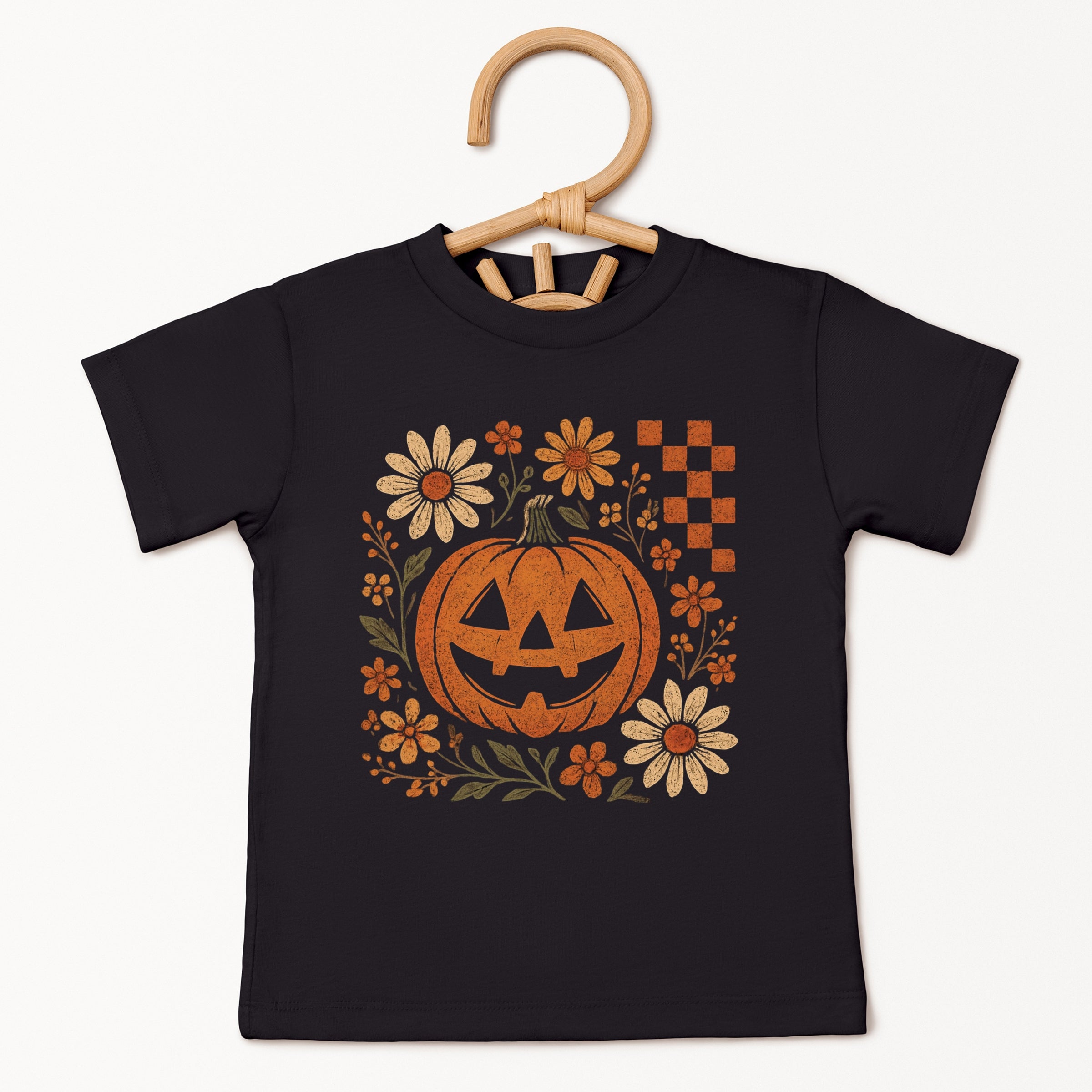 Pumpkin Floral Grunge - Youth Short Sleeve Graphic T-Shirt and Toddler Short Sleeve Graphic T-Shirt