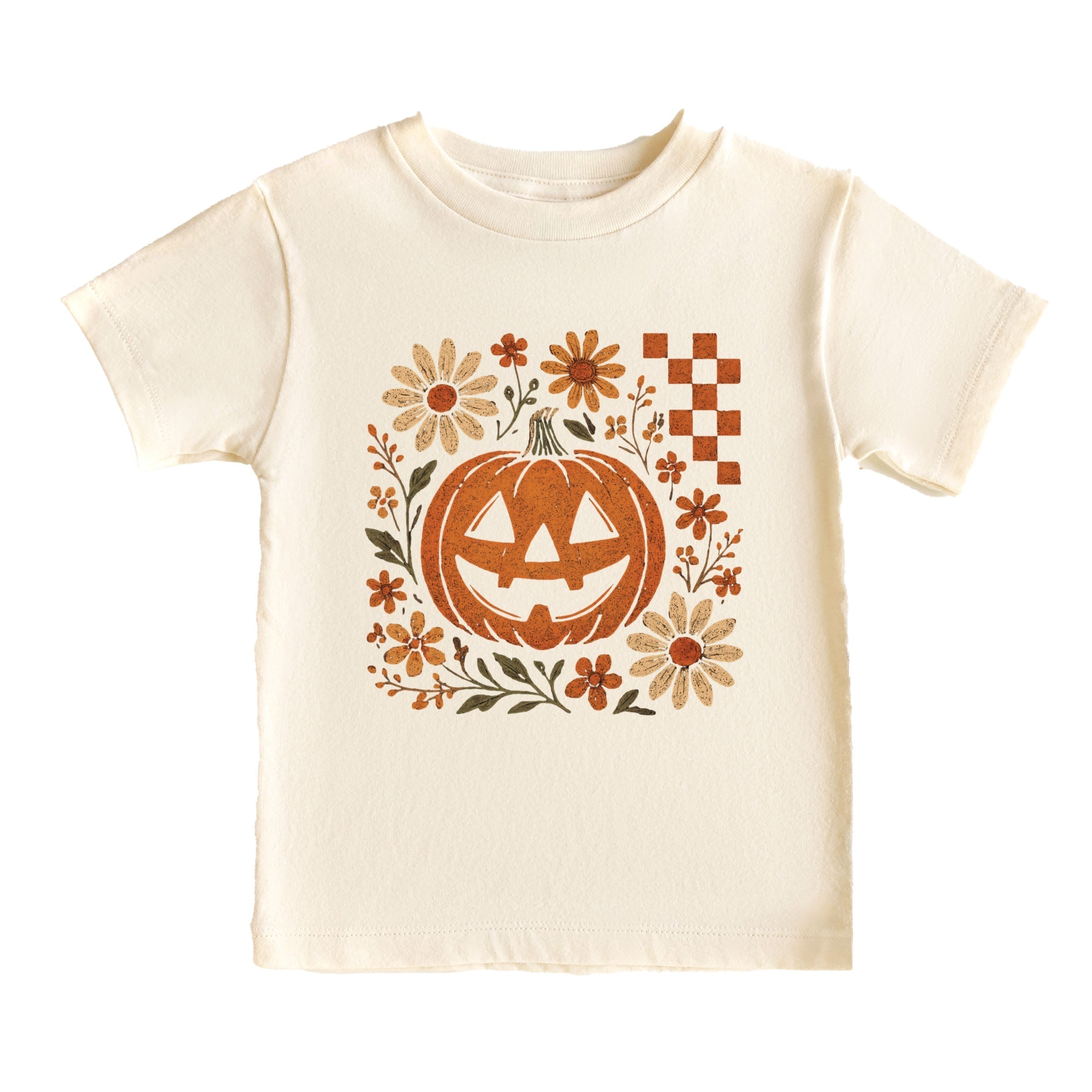 Pumpkin Floral Grunge - Youth Short Sleeve Graphic T-Shirt and Toddler Short Sleeve Graphic T-Shirt