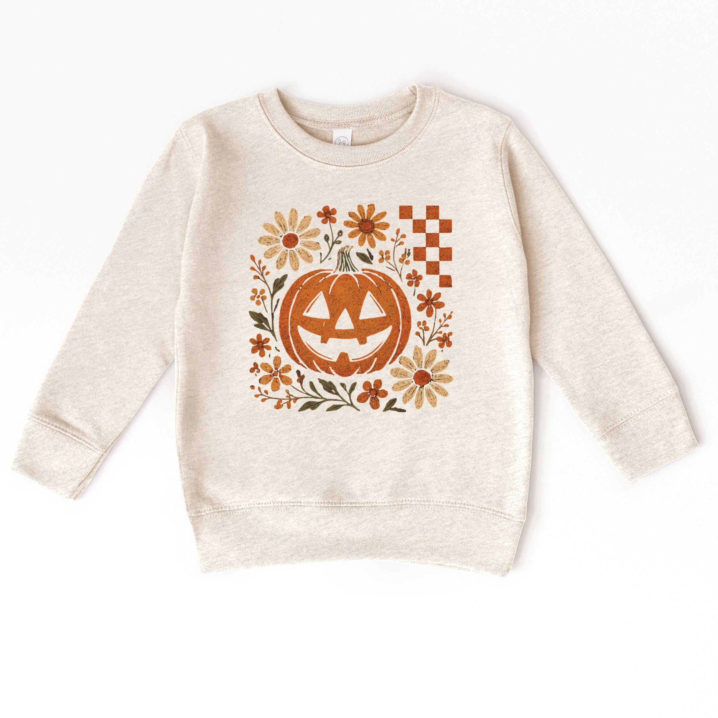 Pumpkin Floral Grunge - Toddler Graphic Sweatshirt and Youth Graphic Sweatshirt
