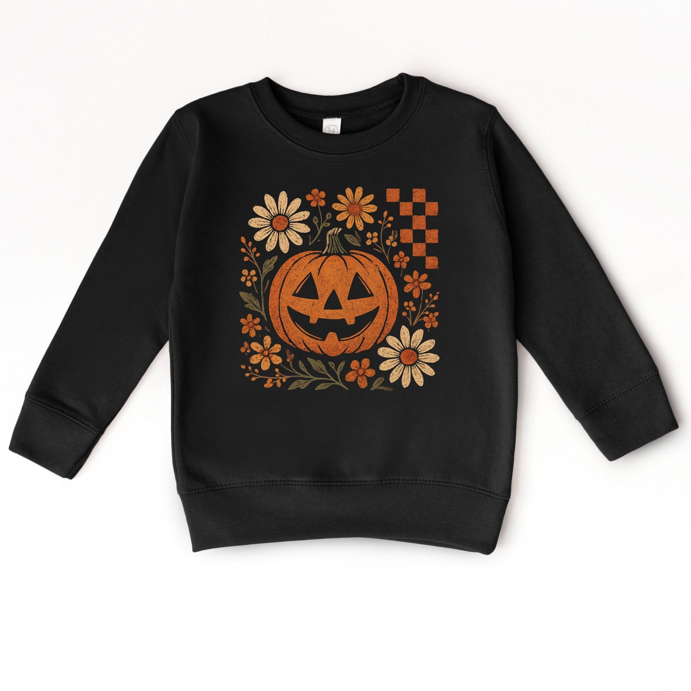Pumpkin Floral Grunge - Toddler Graphic Sweatshirt and Youth Graphic Sweatshirt