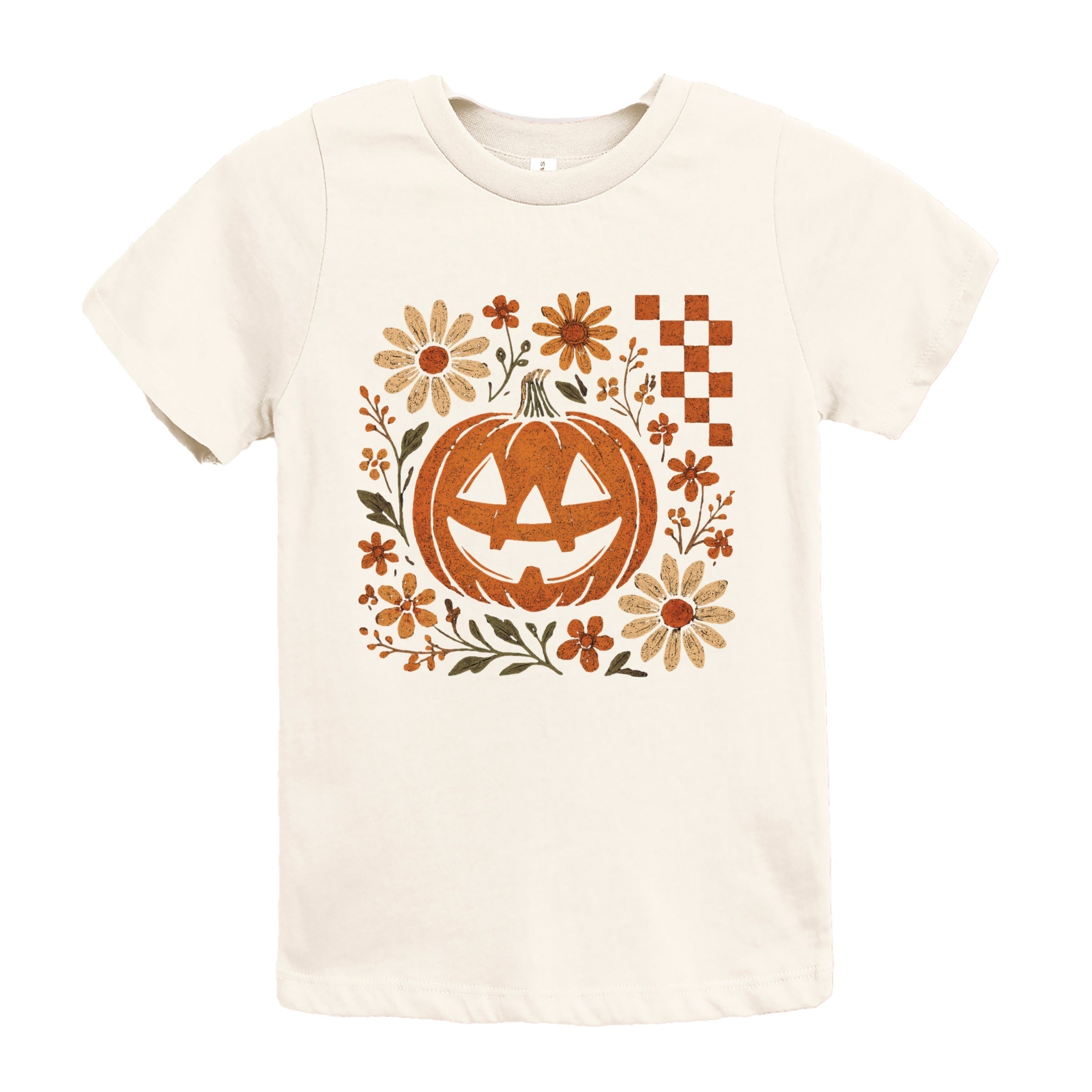 Pumpkin Floral Grunge - Youth Short Sleeve Graphic T-Shirt and Toddler Short Sleeve Graphic T-Shirt