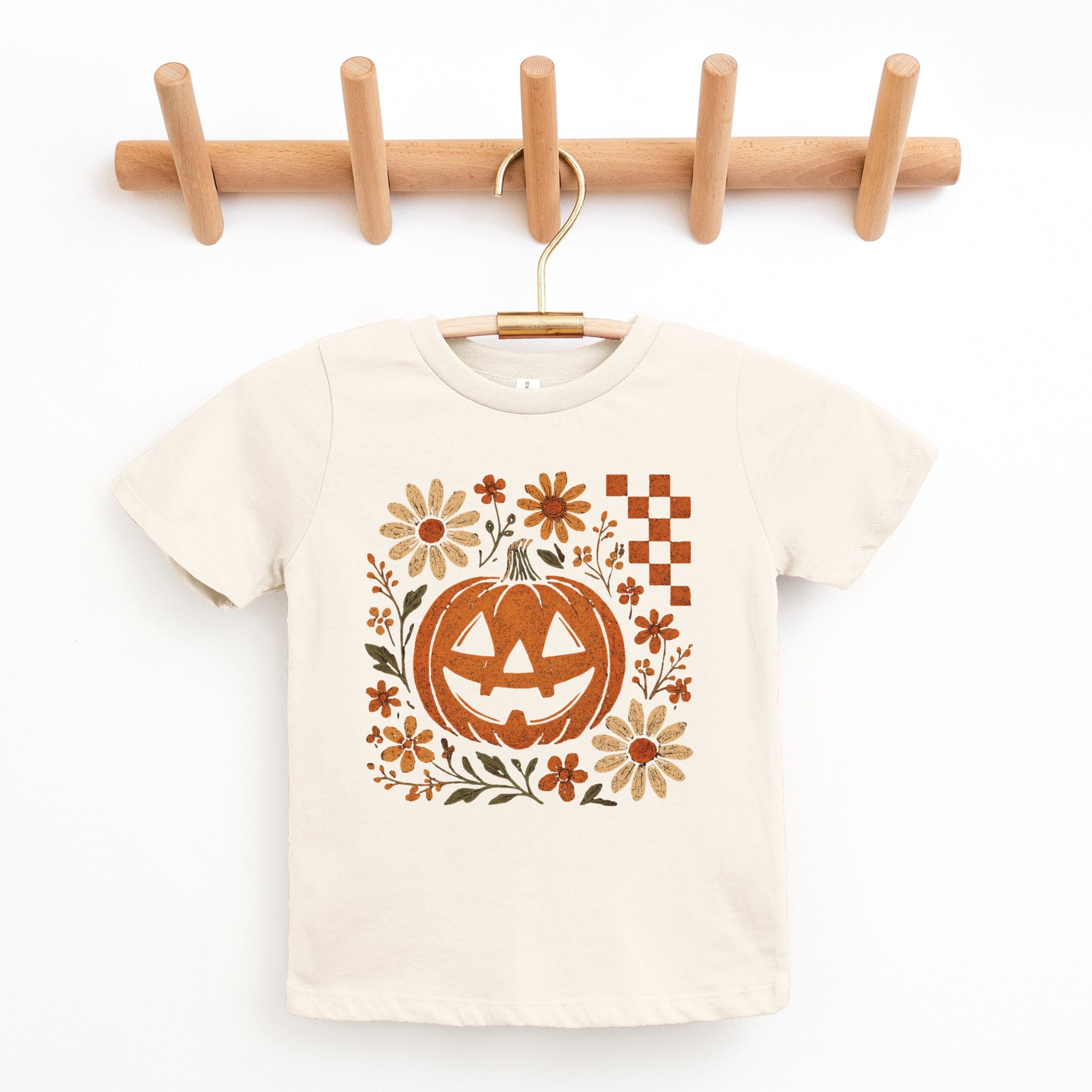 Pumpkin Floral Grunge - Youth Short Sleeve Graphic T-Shirt and Toddler Short Sleeve Graphic T-Shirt