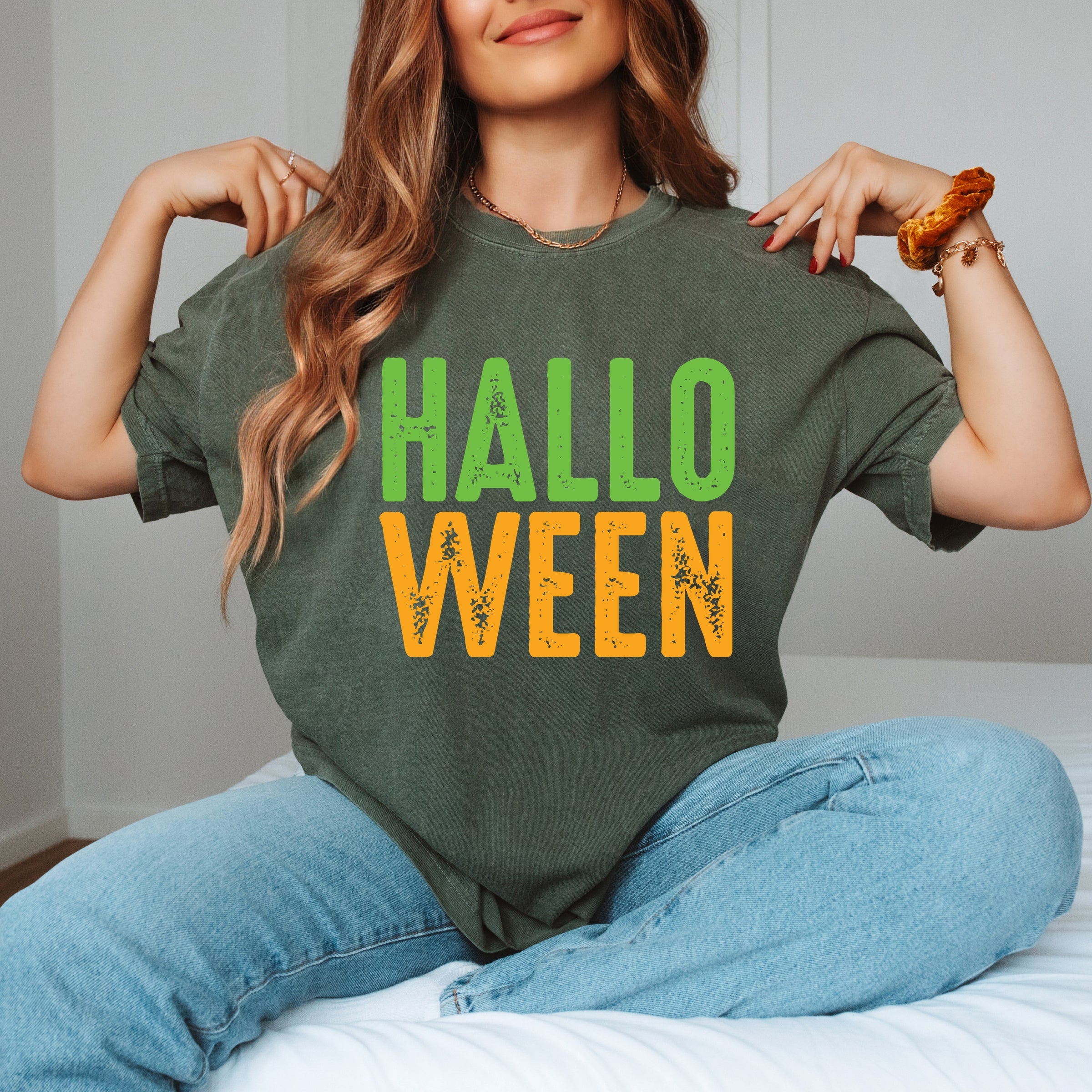 Halloween Bright Distressed - Garment Dyed Tee