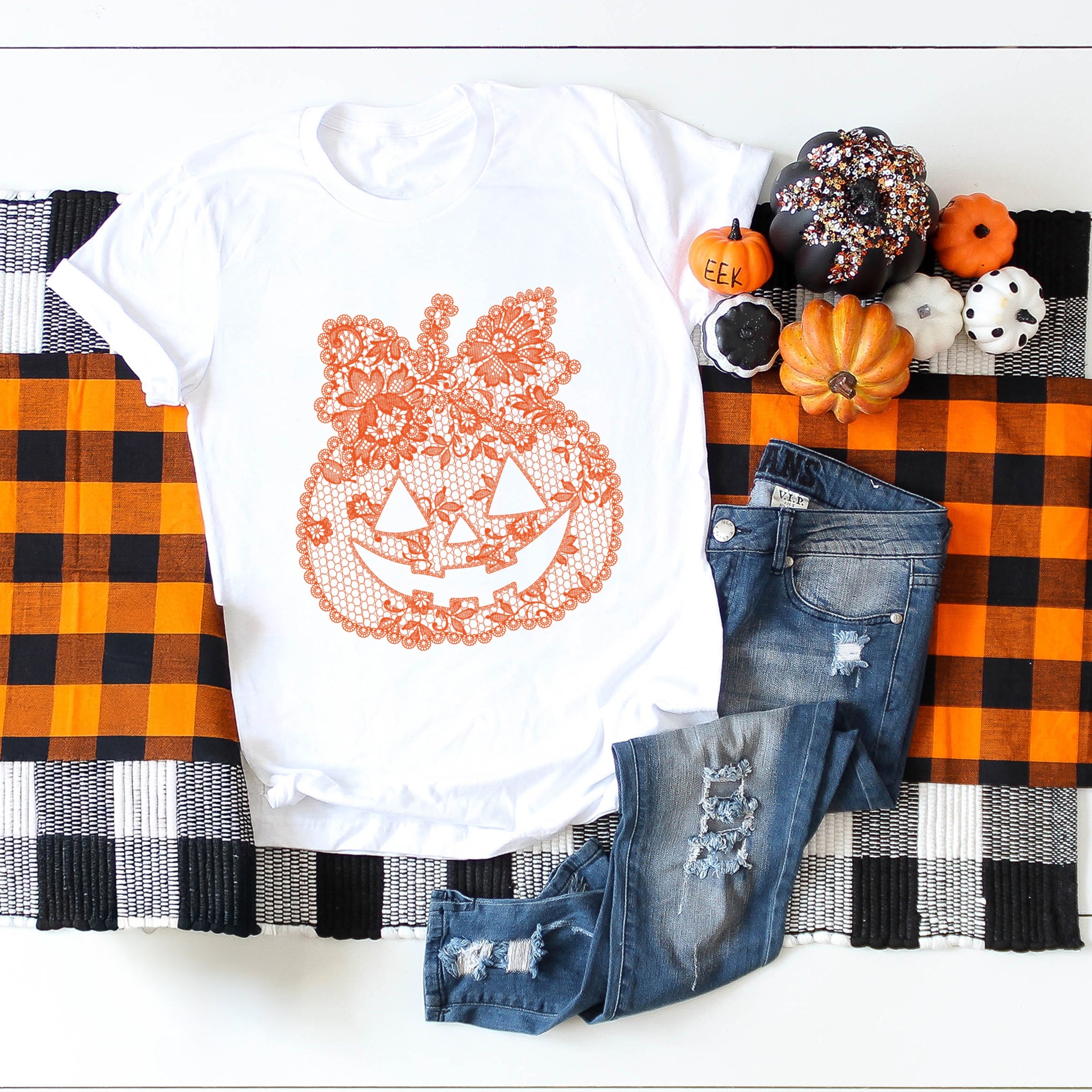 Pumpkin Doily Coquette - Short Sleeve Tee