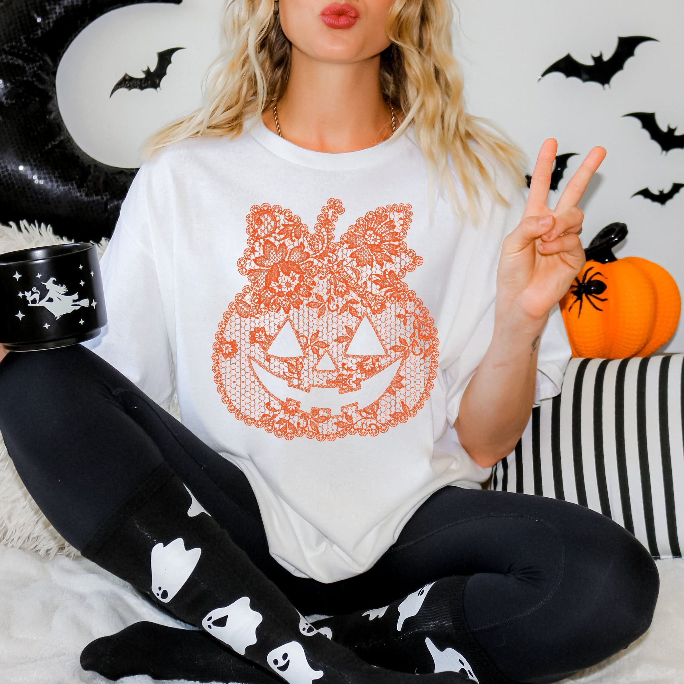 Pumpkin Doily Coquette - Garment Dyed Tee