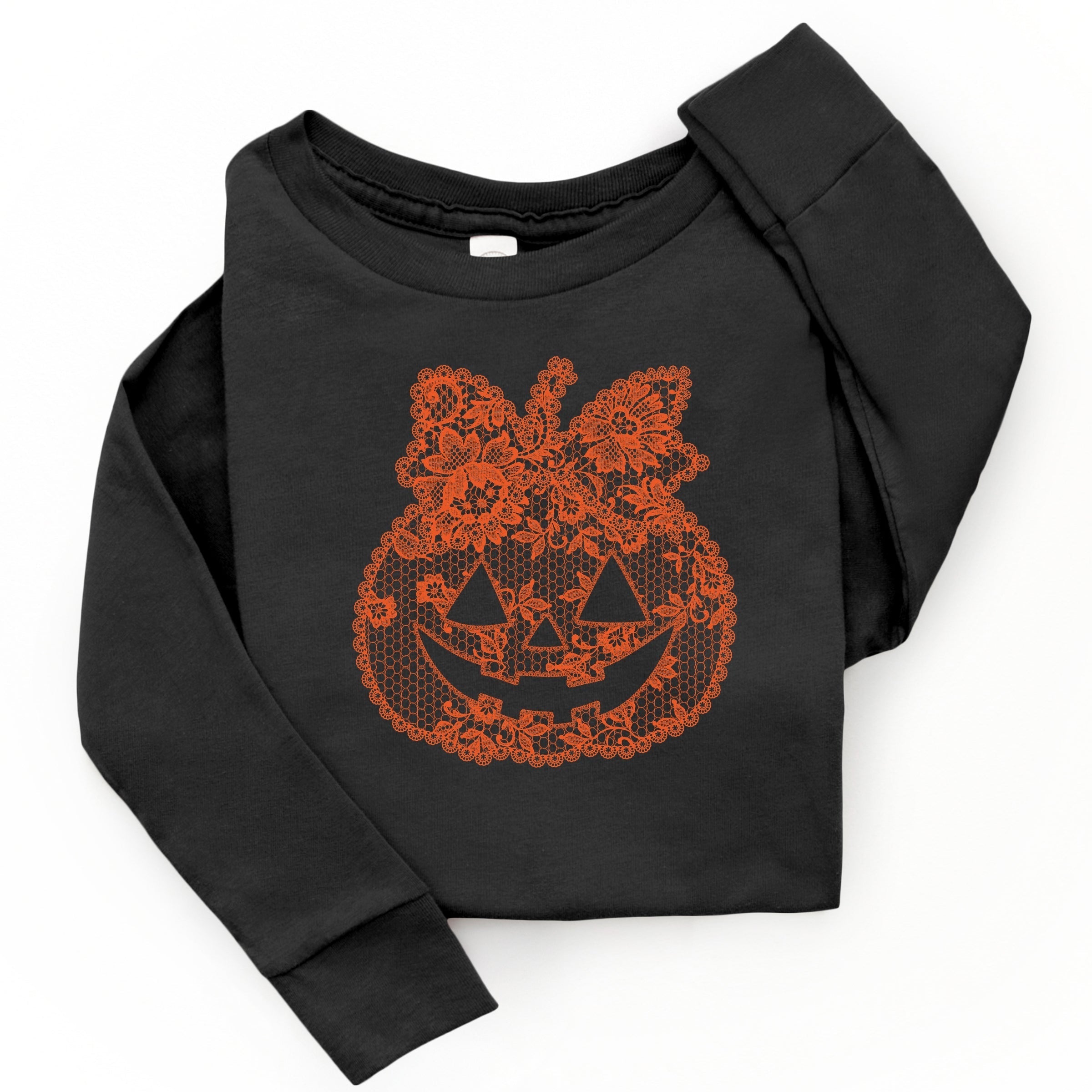 Pumpkin Doily Coquette - Youth Long Sleeve Graphic T-Shirt and Toddler Long Sleeve Graphic Tee