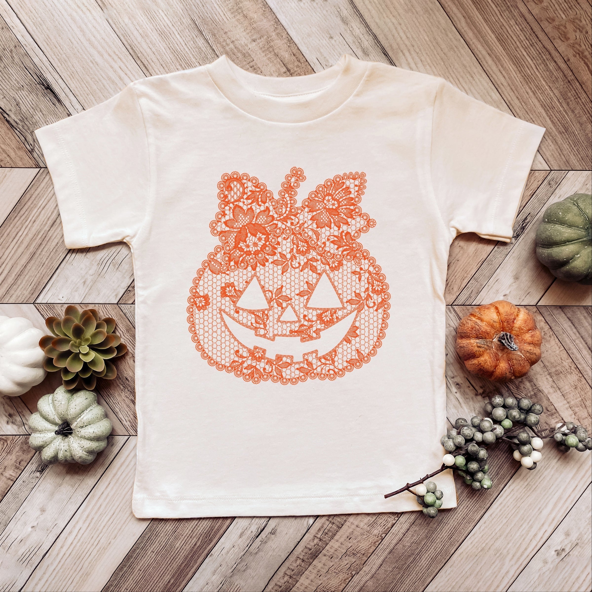 Pumpkin Doily Coquette - Youth Short Sleeve Graphic T-Shirt and Toddler Short Sleeve Graphic T-Shirt