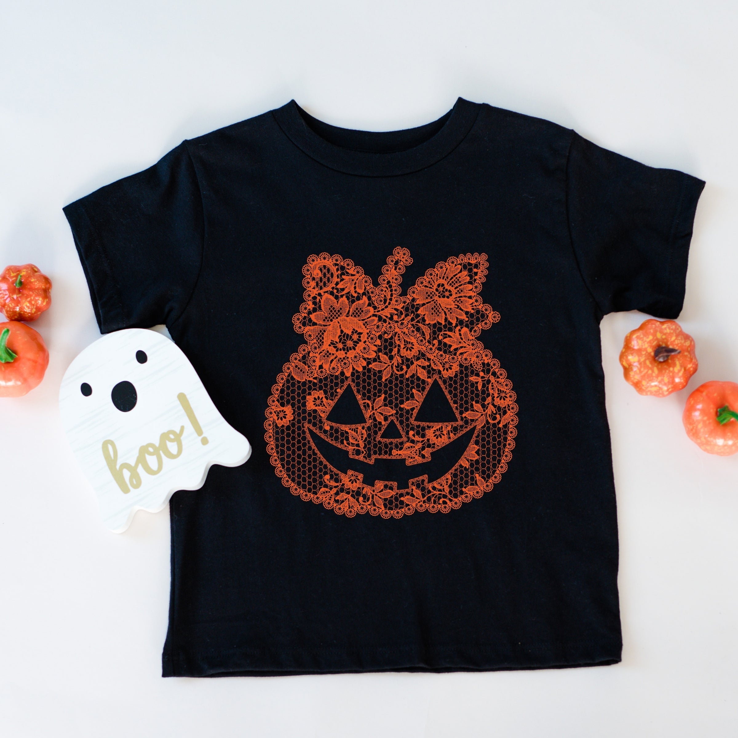 Pumpkin Doily Coquette - Youth Short Sleeve Graphic T-Shirt and Toddler Short Sleeve Graphic T-Shirt