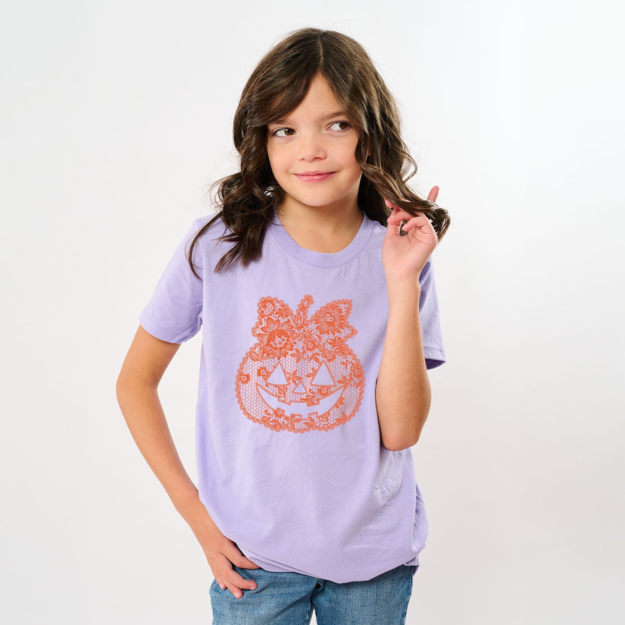 Pumpkin Doily Coquette - Youth Short Sleeve Graphic T-Shirt and Toddler Short Sleeve Graphic T-Shirt