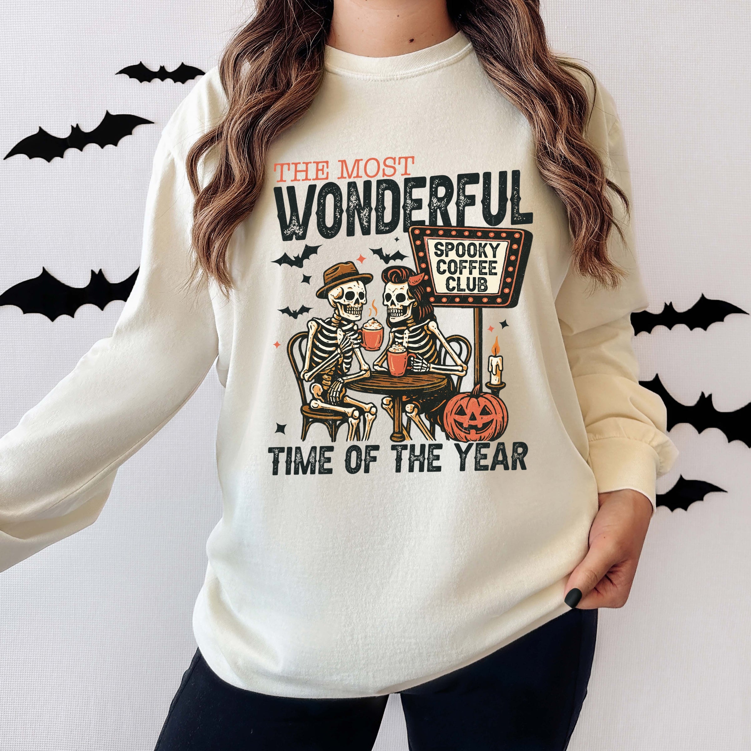 Halloween Wonderful Time of the Year Skeletons - Garment Dyed Long Sleeve