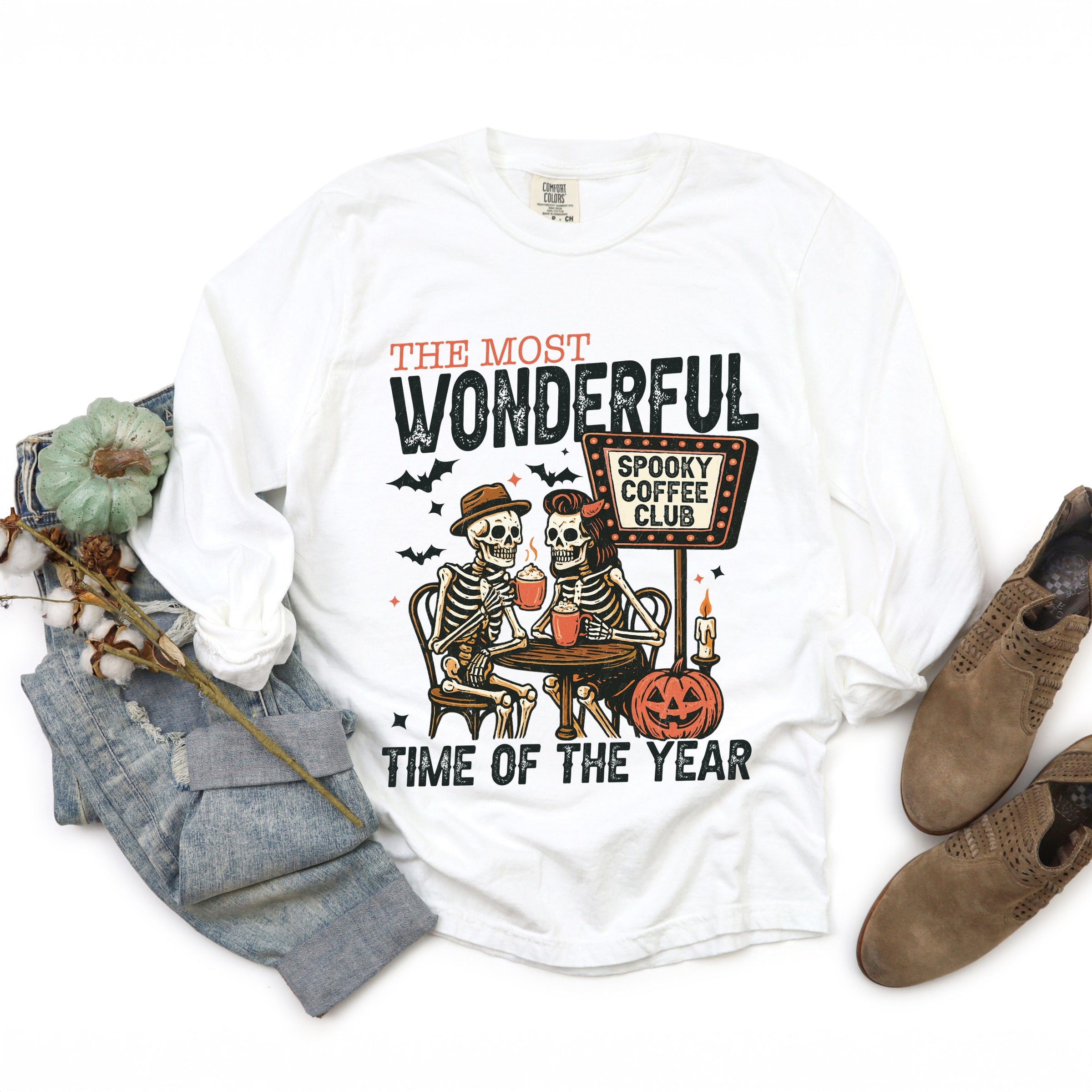 Halloween Wonderful Time of the Year Skeletons - Garment Dyed Long Sleeve