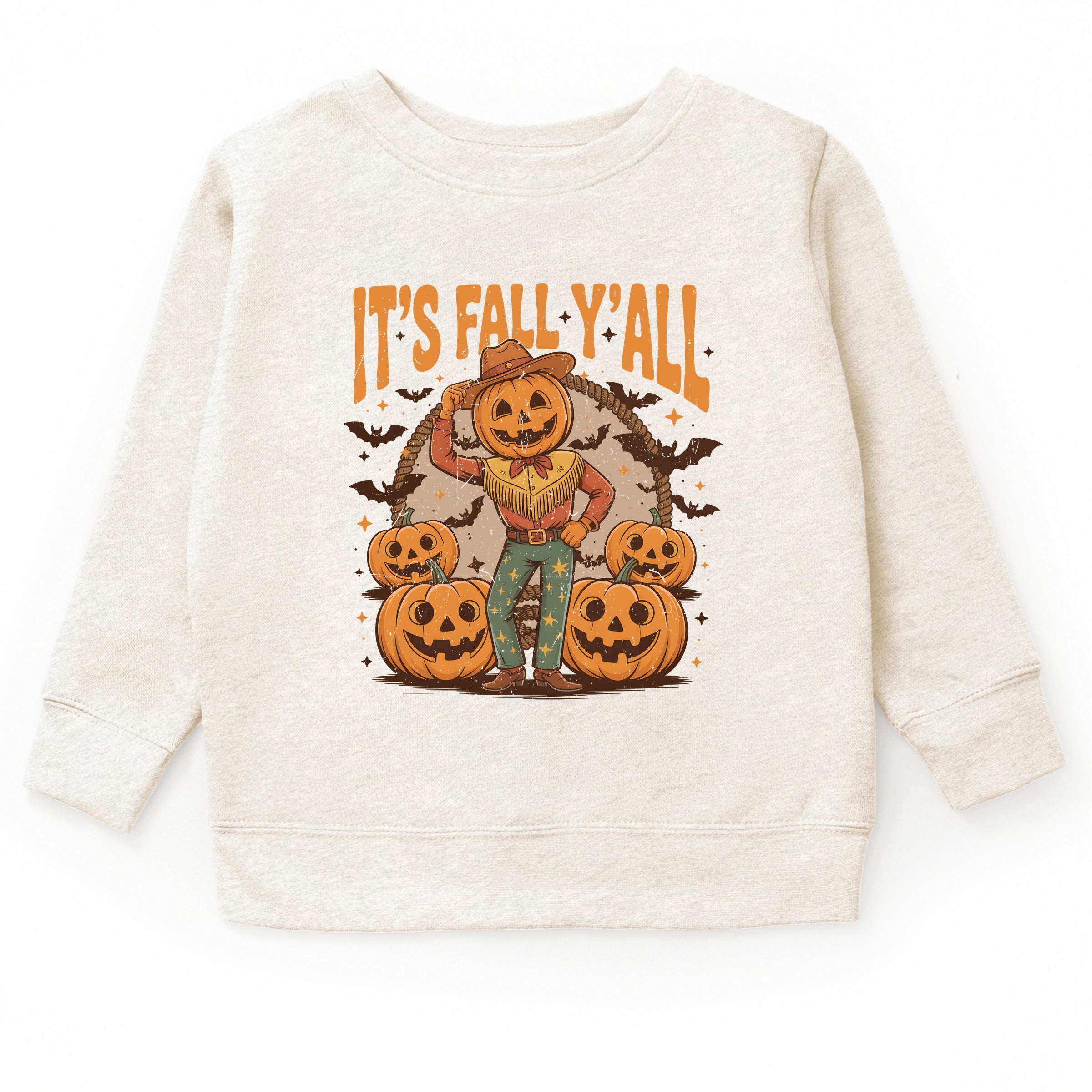 It's Fall Y'all Pumpkin Cowboy - Toddler Graphic Sweatshirt and Youth Graphic Sweatshirt