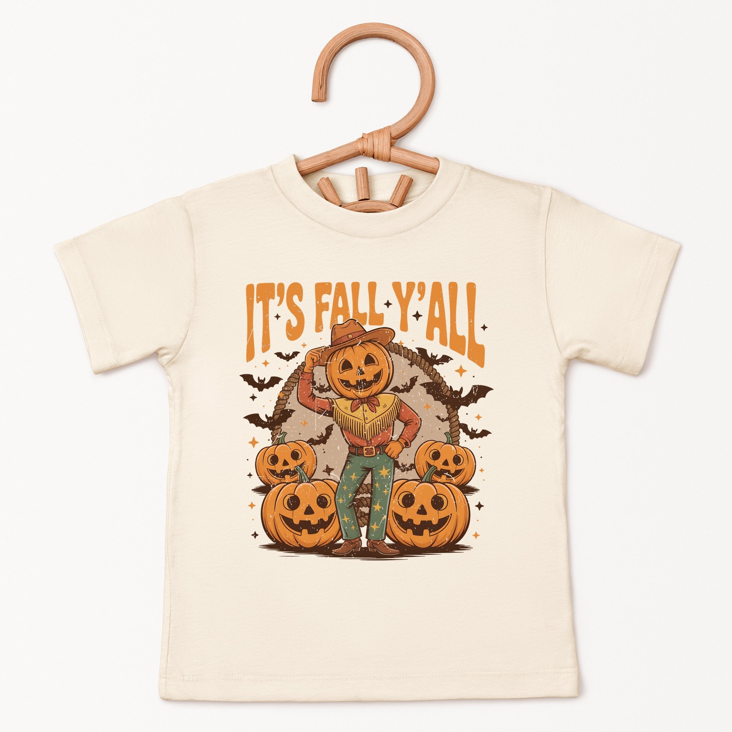 It's Fall Y'all Pumpkin Cowboy - Youth Short Sleeve Graphic T-Shirt and Toddler Short Sleeve Graphic T-Shirt