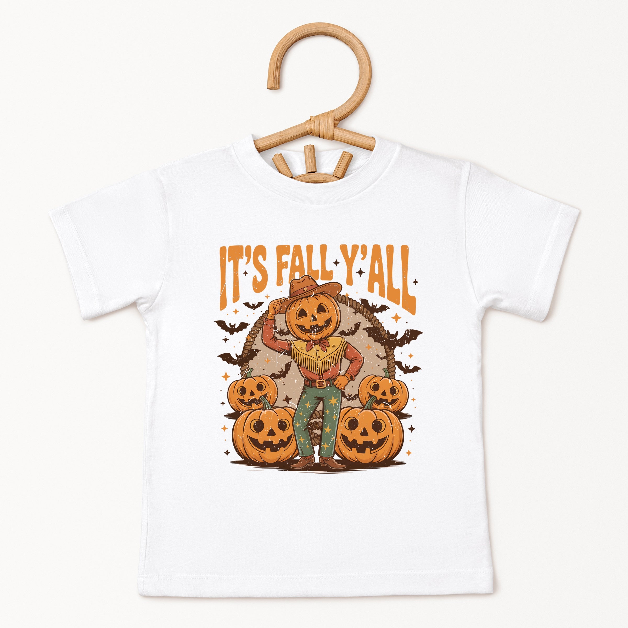 It's Fall Y'all Pumpkin Cowboy - Youth Short Sleeve Graphic T-Shirt and Toddler Short Sleeve Graphic T-Shirt