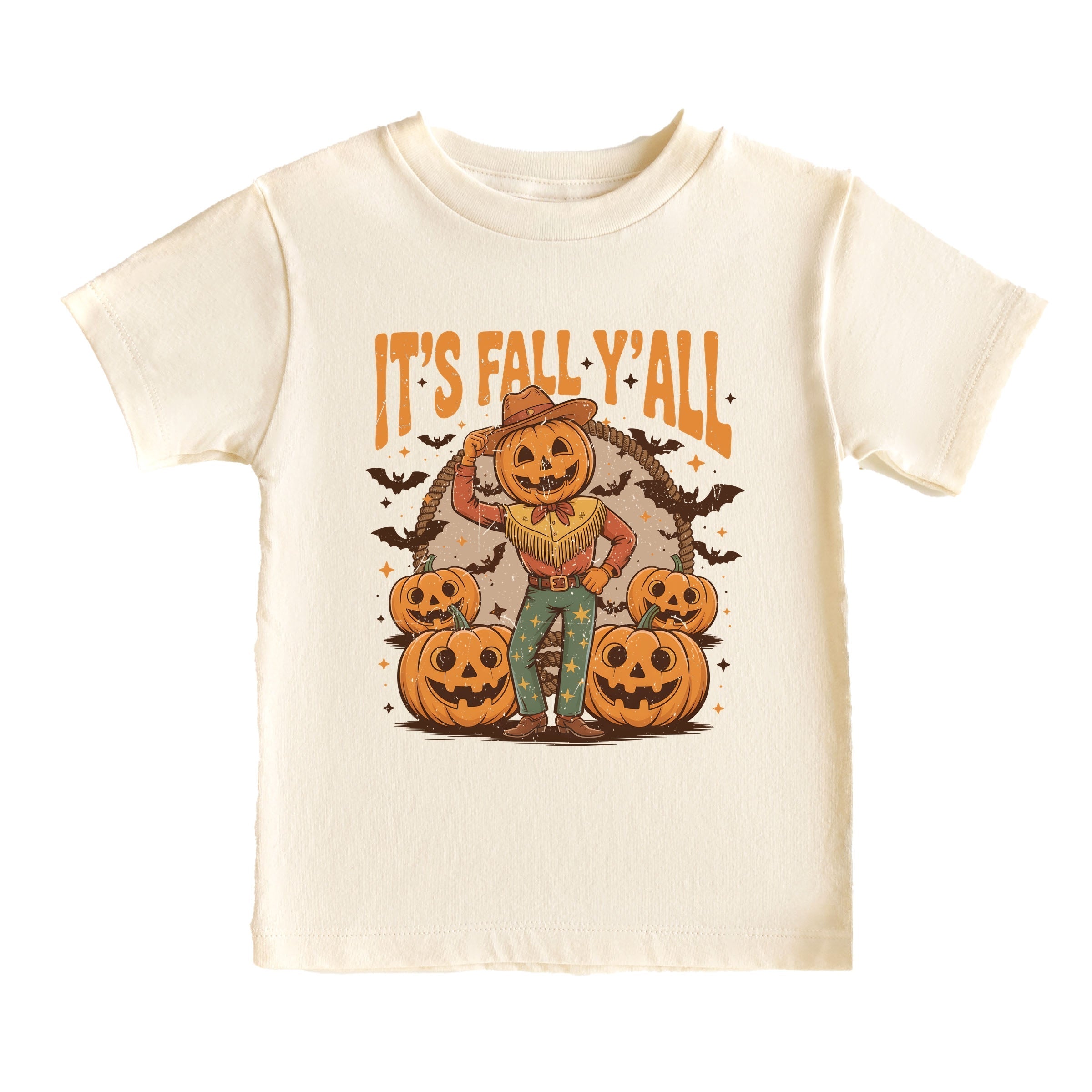 It's Fall Y'all Pumpkin Cowboy - Youth Short Sleeve Graphic T-Shirt and Toddler Short Sleeve Graphic T-Shirt