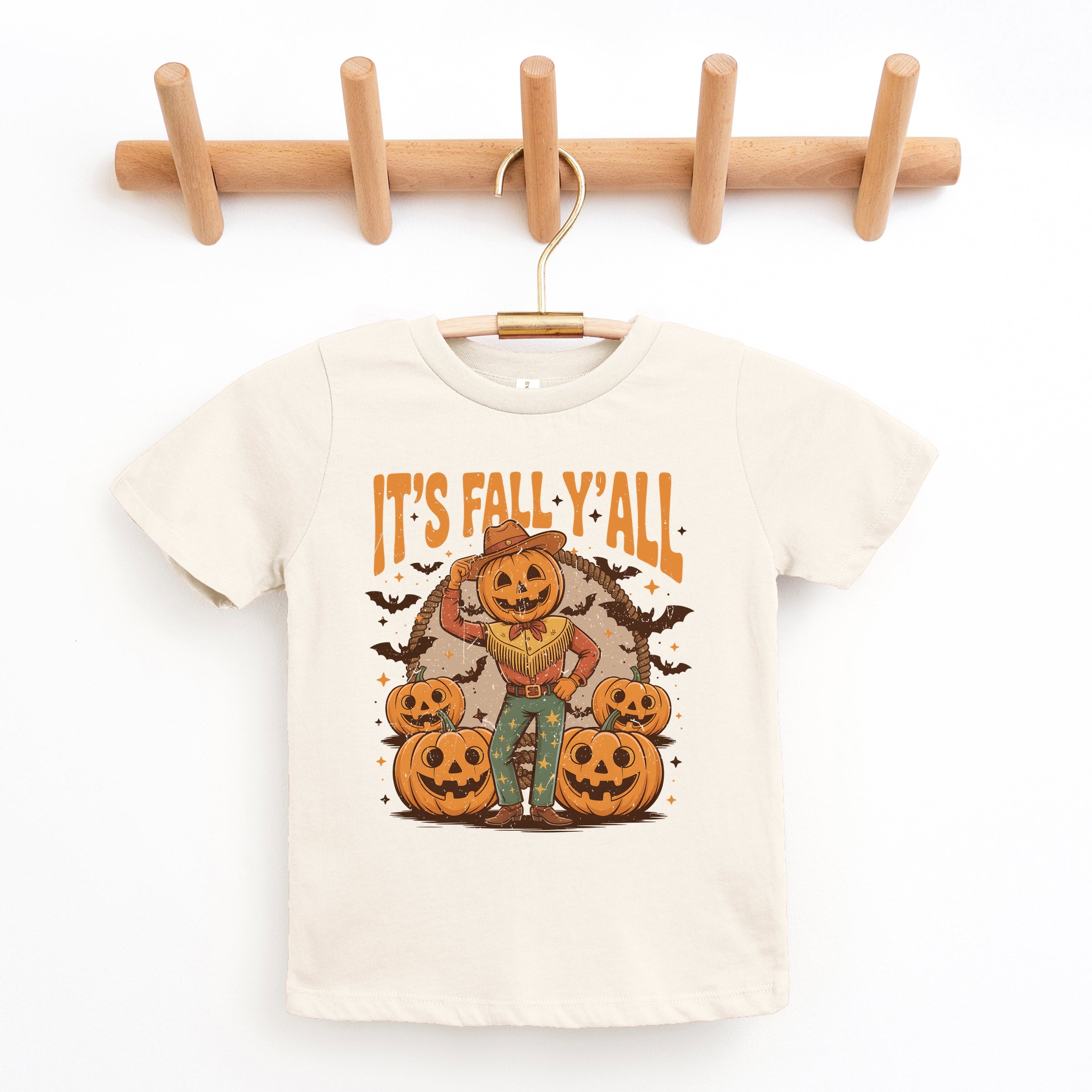 It's Fall Y'all Pumpkin Cowboy - Youth Short Sleeve Graphic T-Shirt and Toddler Short Sleeve Graphic T-Shirt