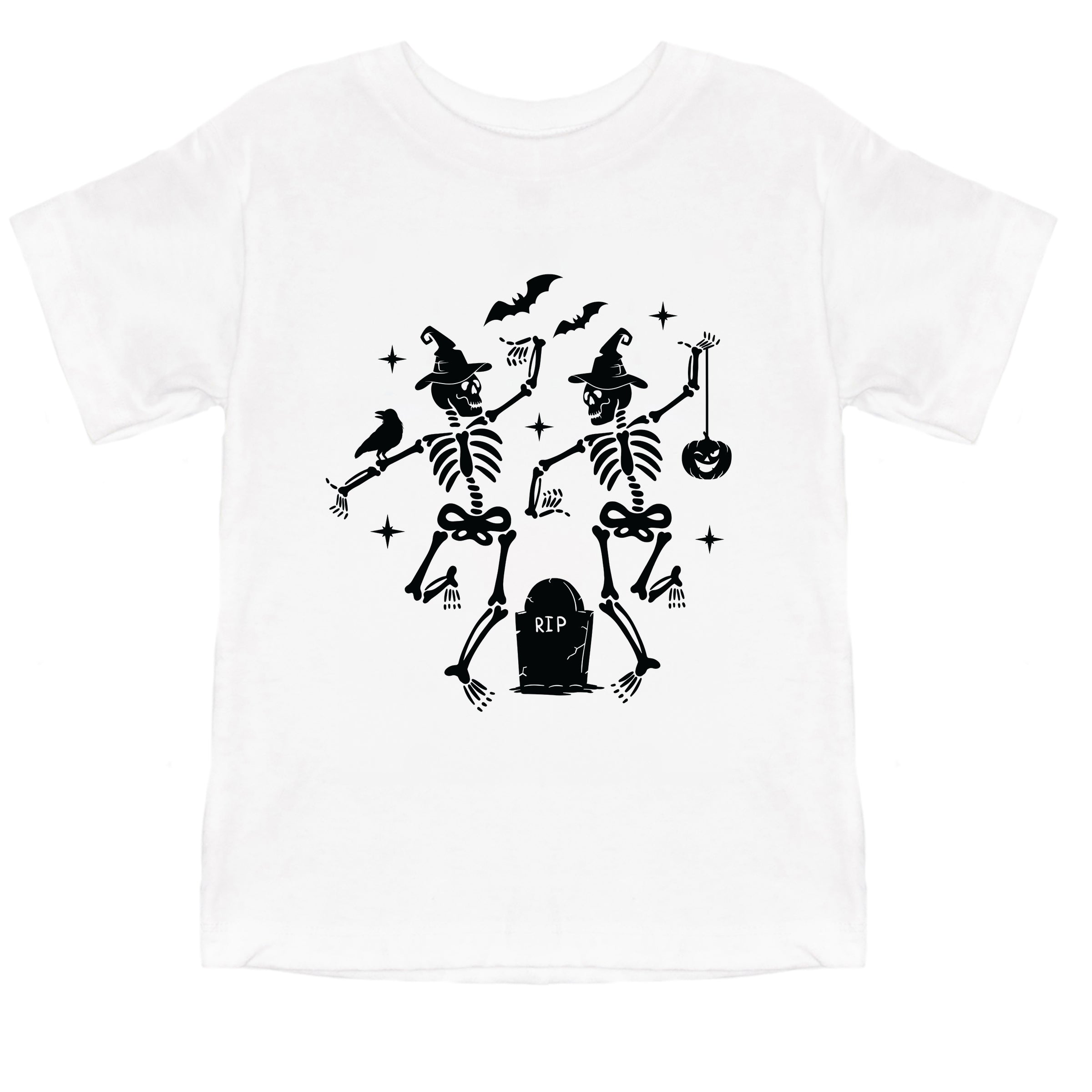Two Skeletons Dancing Grave - Youth Short Sleeve Graphic T-Shirt and Toddler Short Sleeve Graphic T-Shirt