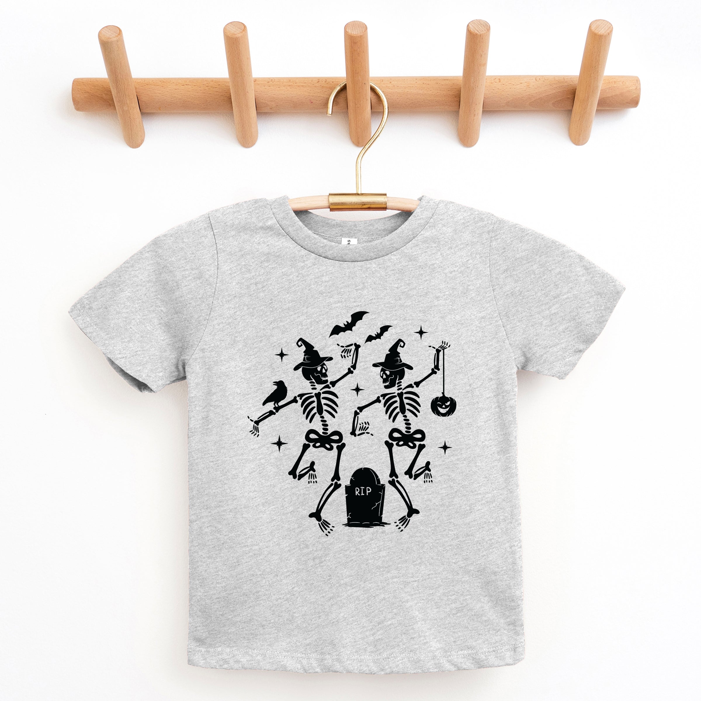 Two Skeletons Dancing Grave - Youth Short Sleeve Graphic T-Shirt and Toddler Short Sleeve Graphic T-Shirt
