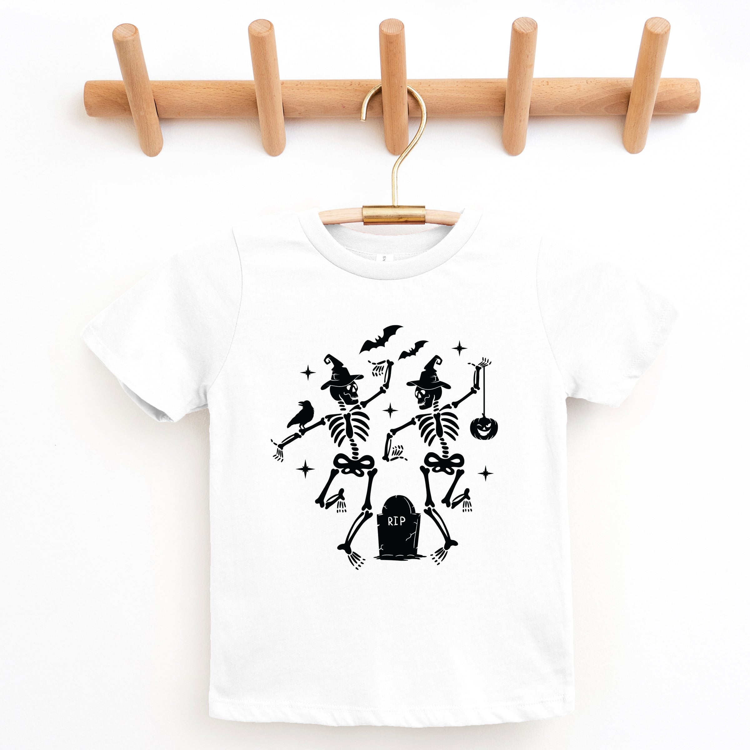 Two Skeletons Dancing Grave - Youth Short Sleeve Graphic T-Shirt and Toddler Short Sleeve Graphic T-Shirt