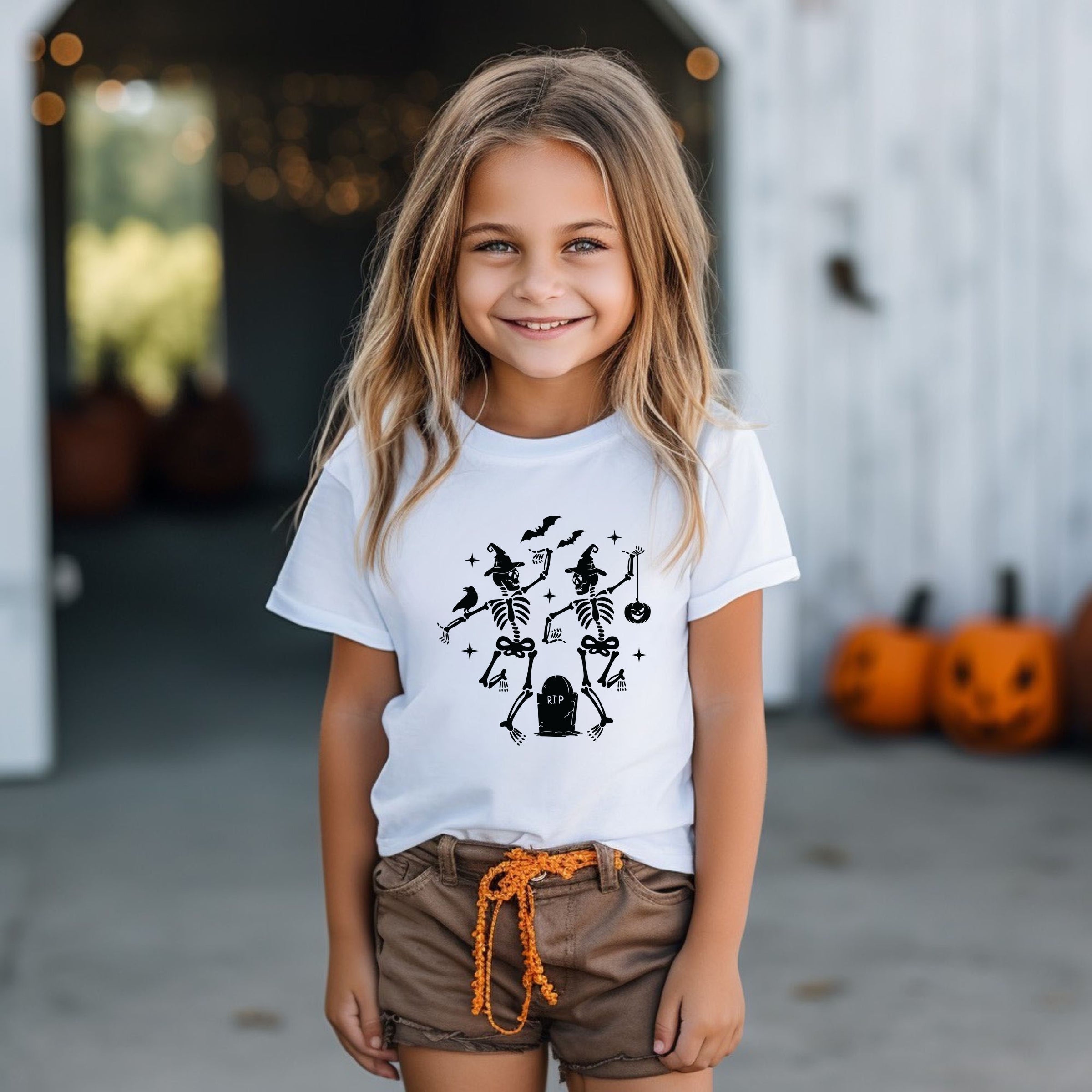 Two Skeletons Dancing Grave - Youth Short Sleeve Graphic T-Shirt and Toddler Short Sleeve Graphic T-Shirt