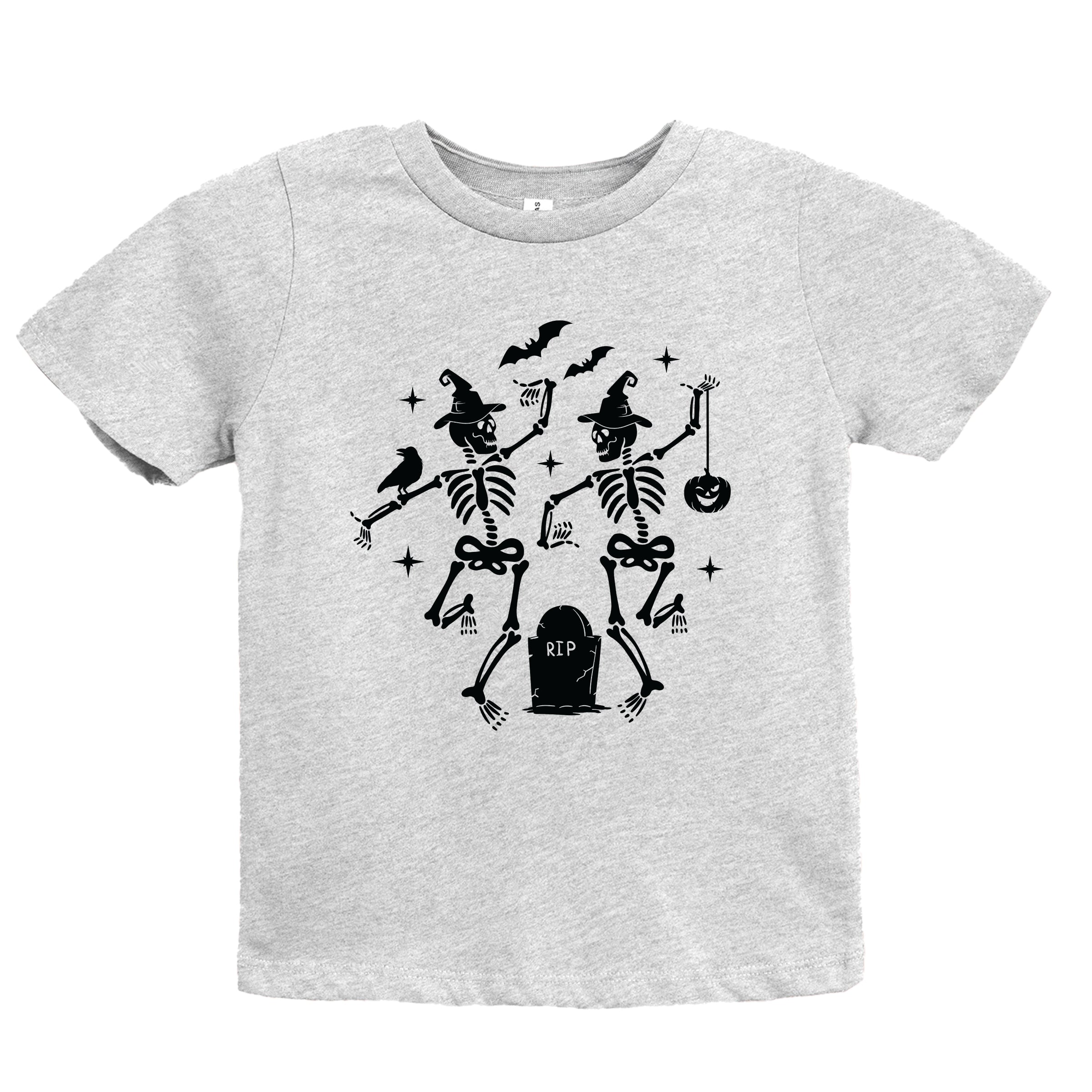 Two Skeletons Dancing Grave - Youth Short Sleeve Graphic T-Shirt and Toddler Short Sleeve Graphic T-Shirt