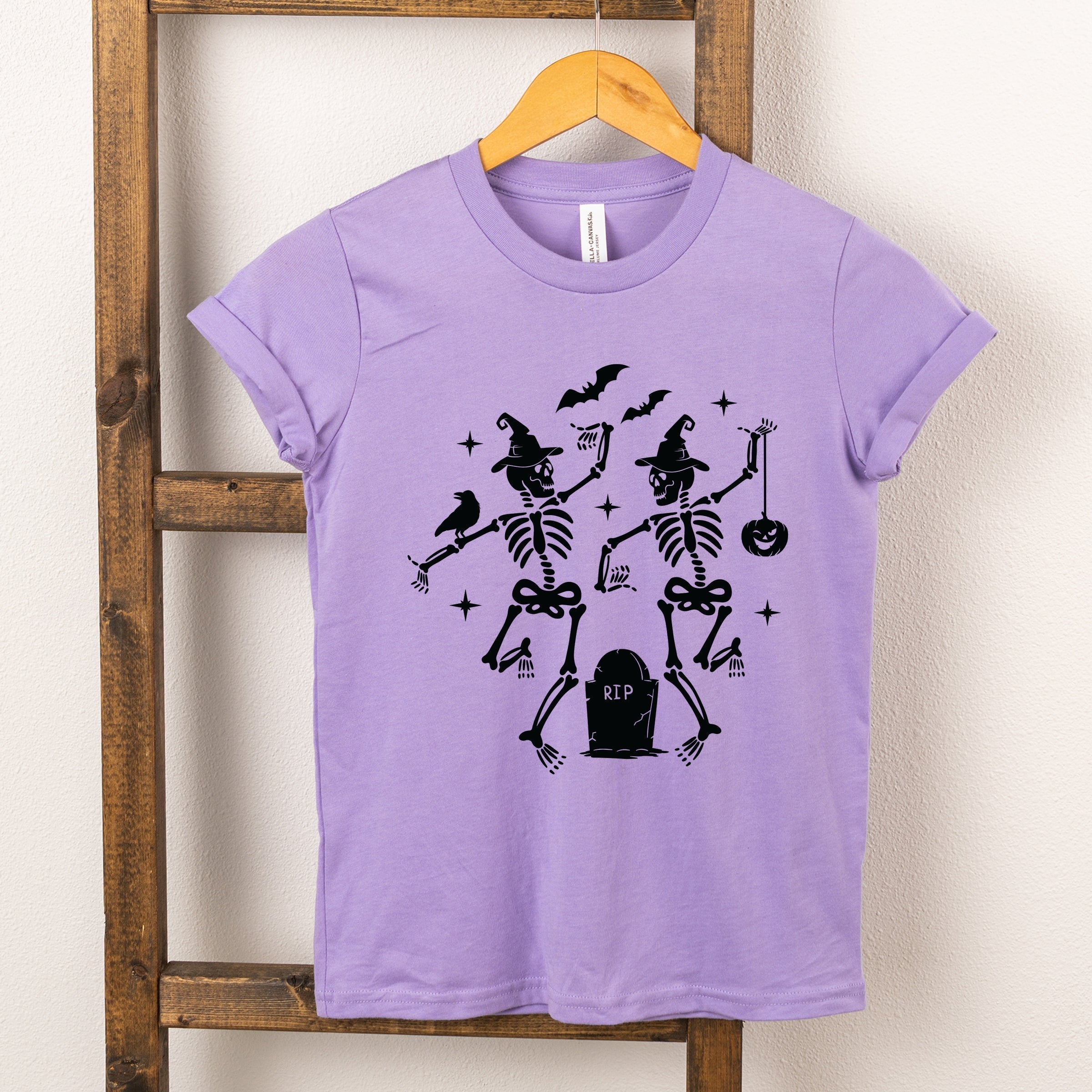Two Skeletons Dancing Grave - Youth Short Sleeve Graphic T-Shirt and Toddler Short Sleeve Graphic T-Shirt