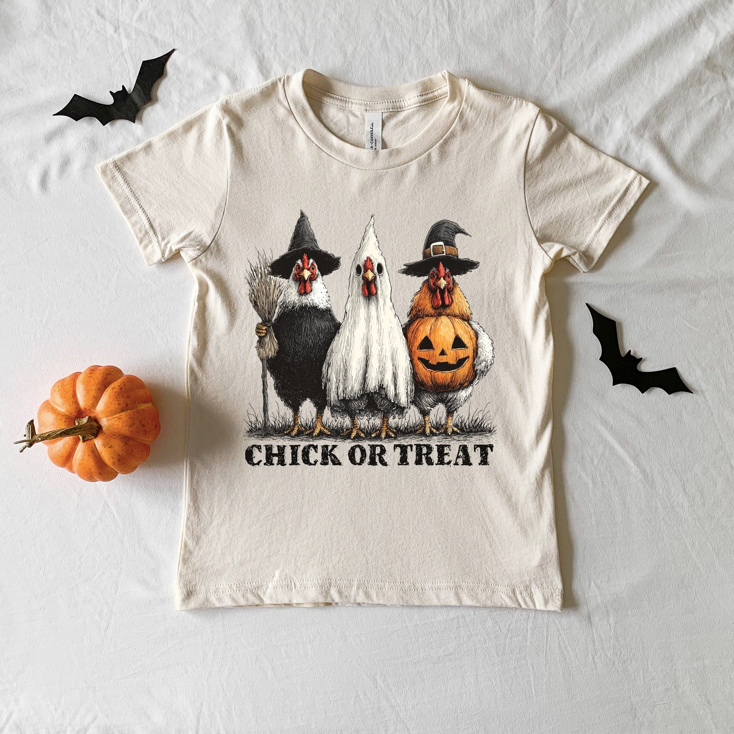 Chick or Treat Halloween Chickens - Youth Short Sleeve Graphic T-Shirt and Toddler Short Sleeve Graphic T-Shirt