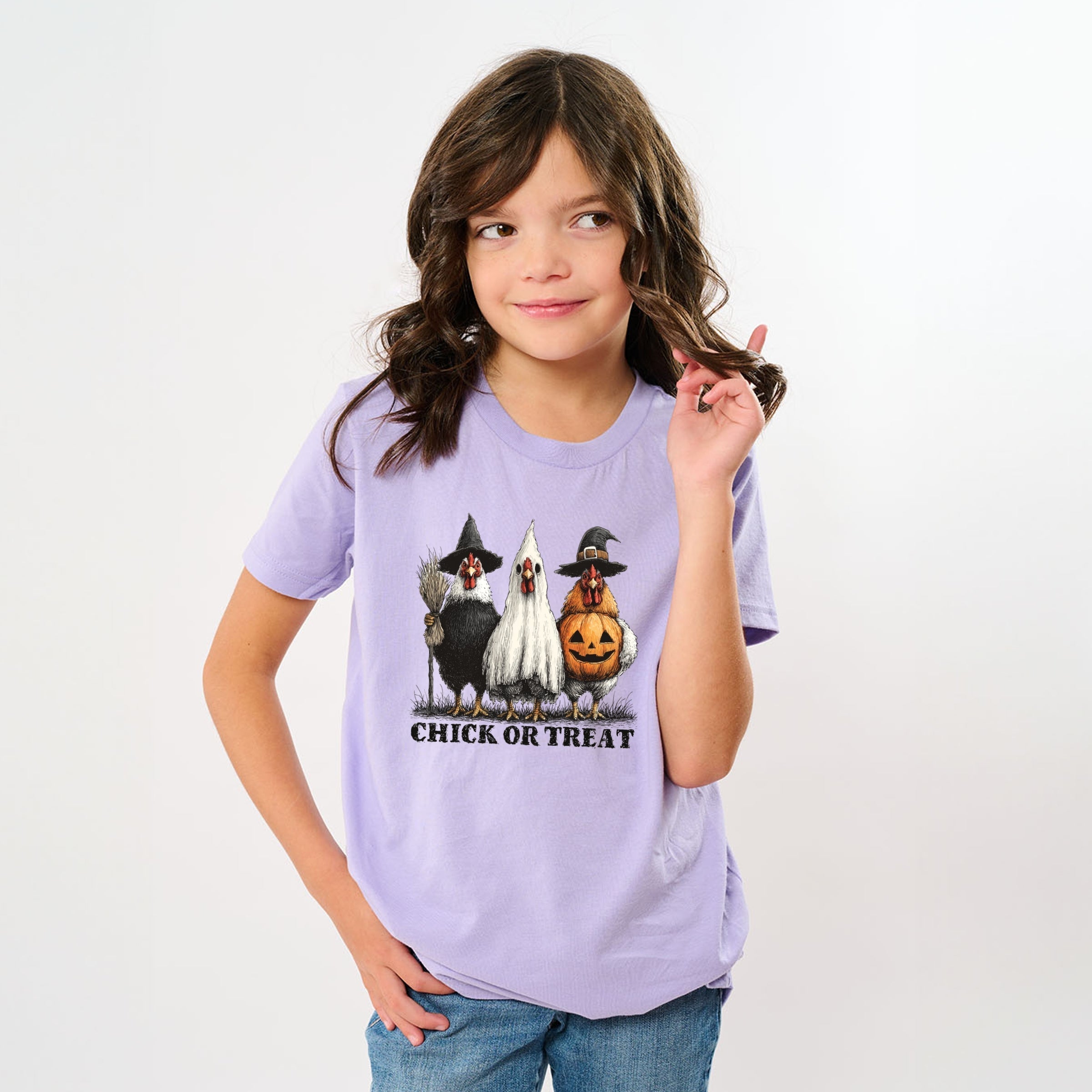 Chick or Treat Halloween Chickens - Youth Short Sleeve Graphic T-Shirt and Toddler Short Sleeve Graphic T-Shirt