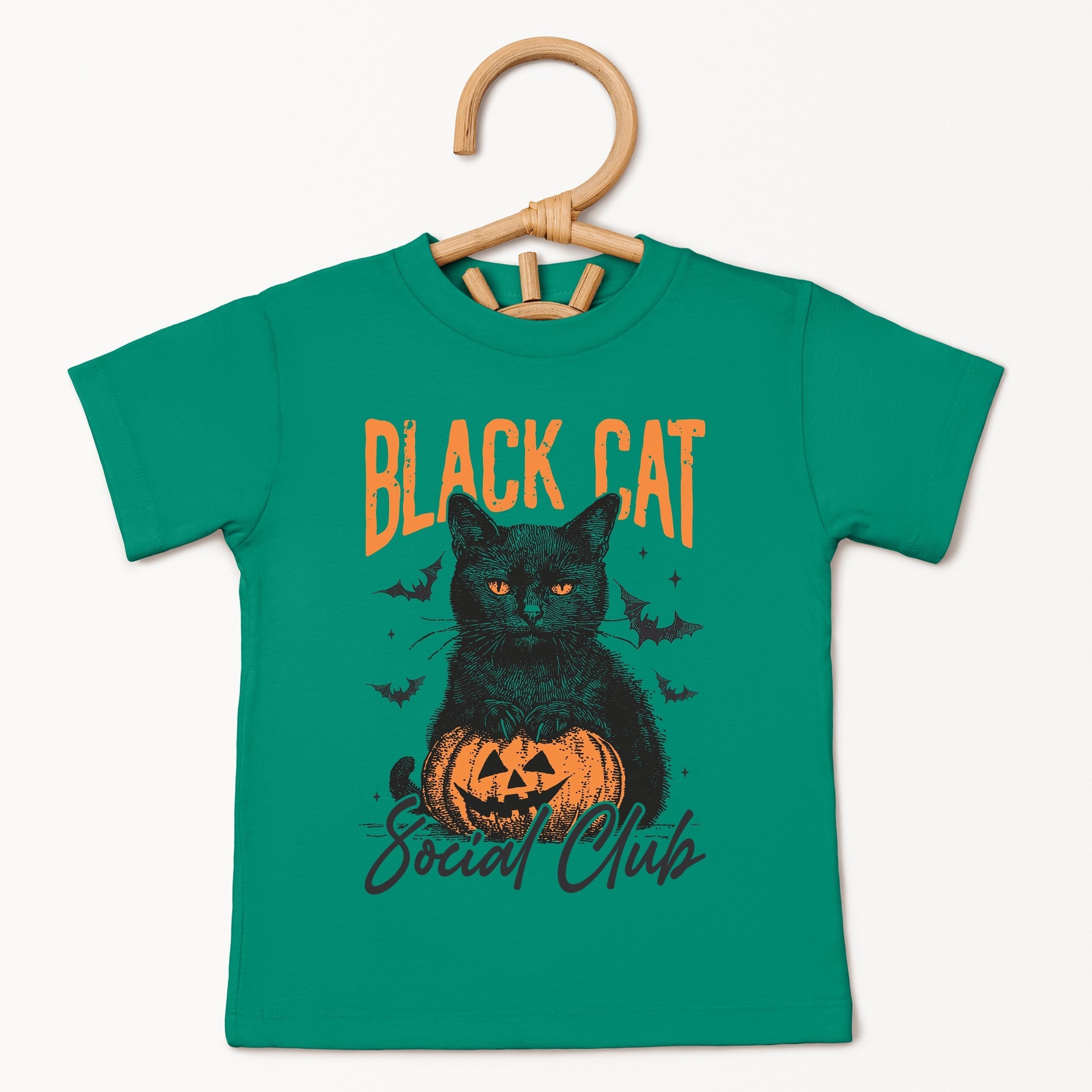 Black Cat Social Club Pumpkin - Youth Short Sleeve Graphic T-Shirt and Toddler Short Sleeve Graphic T-Shirt