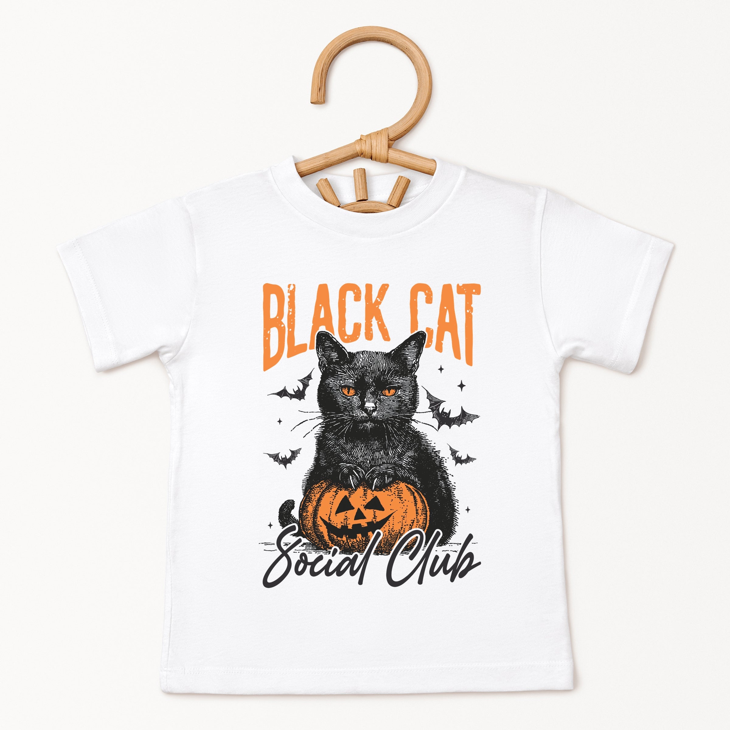 Black Cat Social Club Pumpkin - Youth Short Sleeve Graphic T-Shirt and Toddler Short Sleeve Graphic T-Shirt