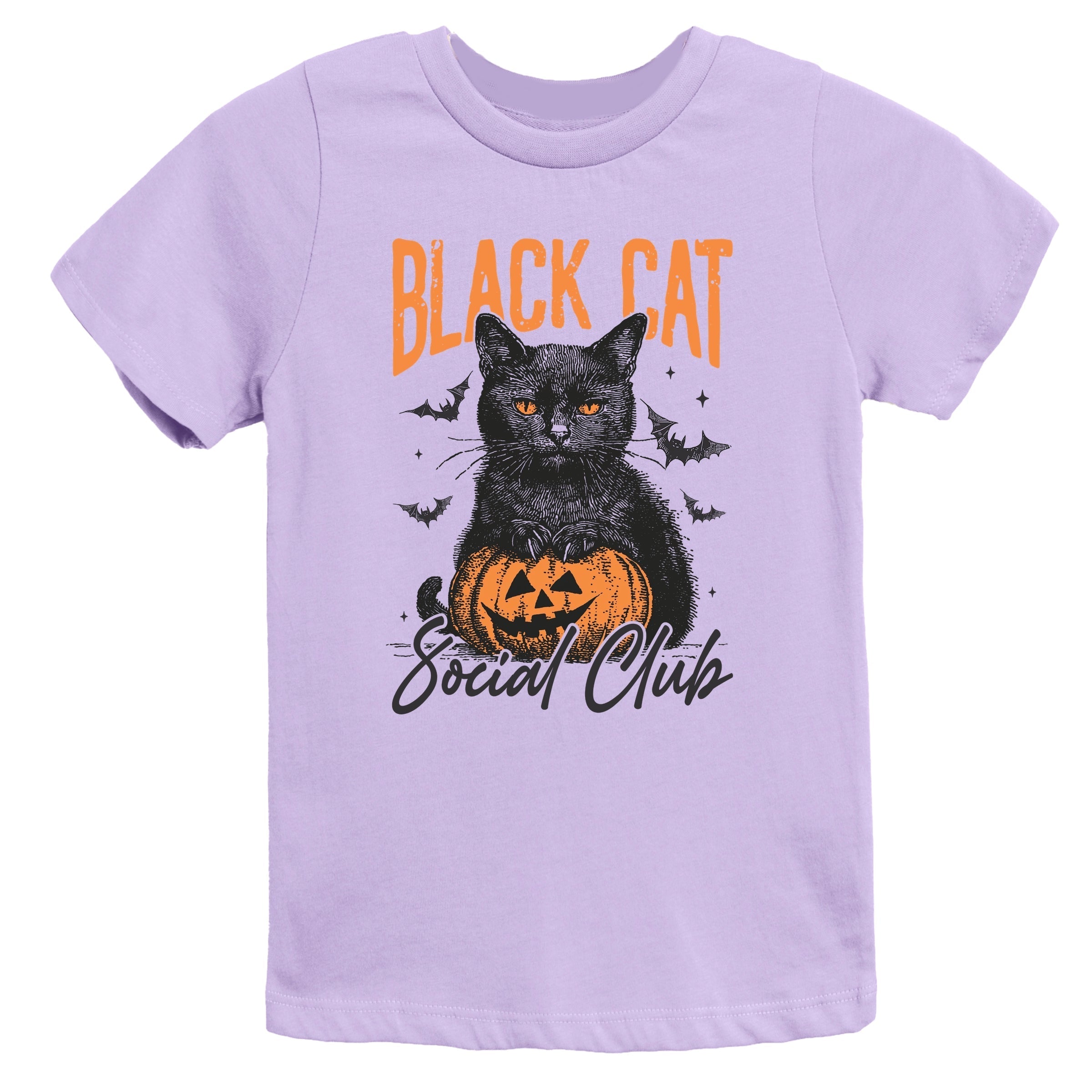 Black Cat Social Club Pumpkin - Youth Short Sleeve Graphic T-Shirt and Toddler Short Sleeve Graphic T-Shirt