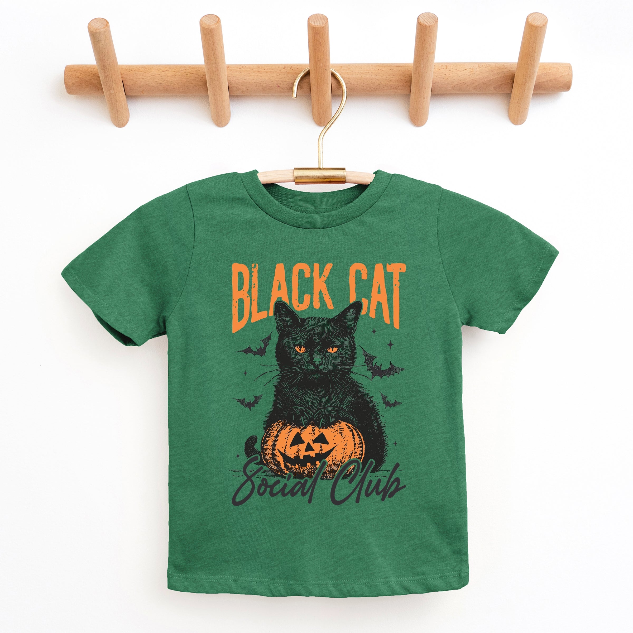 Black Cat Social Club Pumpkin - Youth Short Sleeve Graphic T-Shirt and Toddler Short Sleeve Graphic T-Shirt
