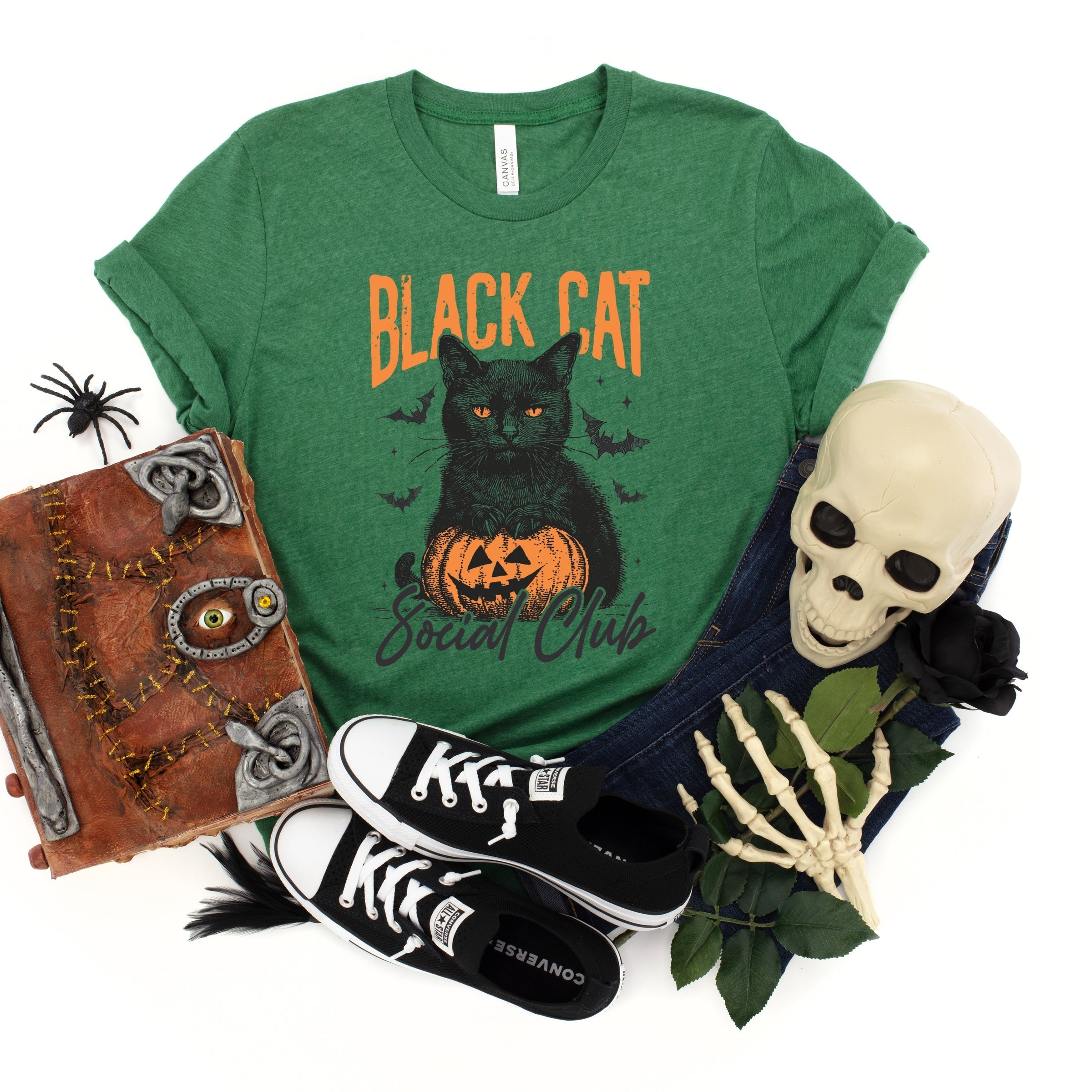 Black Cat Social Club Pumpkin - Youth Short Sleeve Graphic T-Shirt and Toddler Short Sleeve Graphic T-Shirt