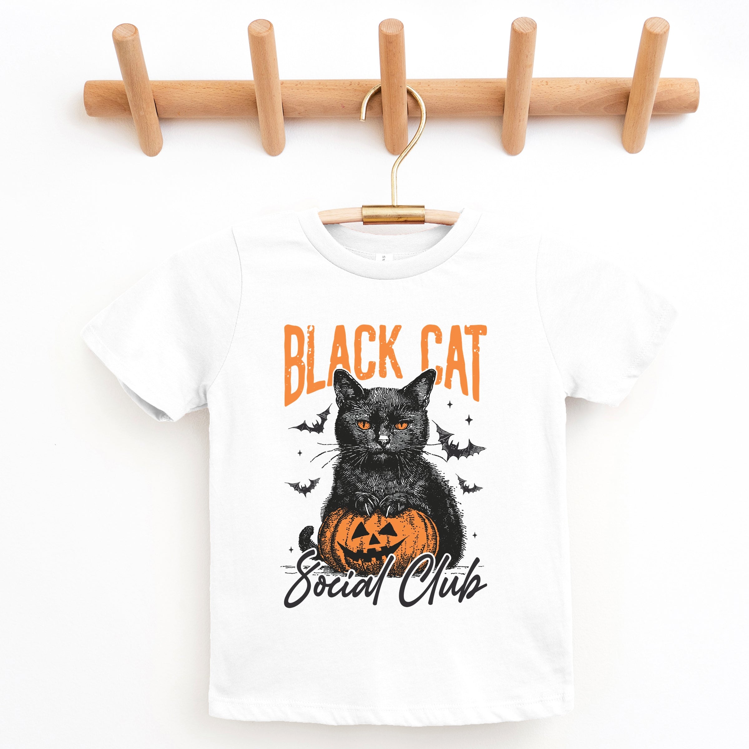 Black Cat Social Club Pumpkin - Youth Short Sleeve Graphic T-Shirt and Toddler Short Sleeve Graphic T-Shirt